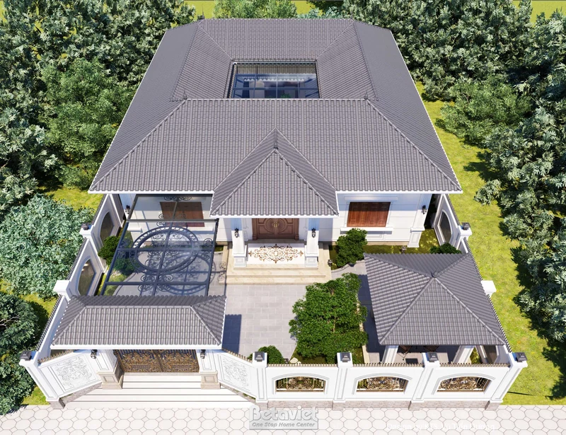 Biệt thự kiểu Nhật 1 tầng tân cổ điển 250m² Ninh Bình - mái Yakisugi, hành lang gỗ, sân vườn zen