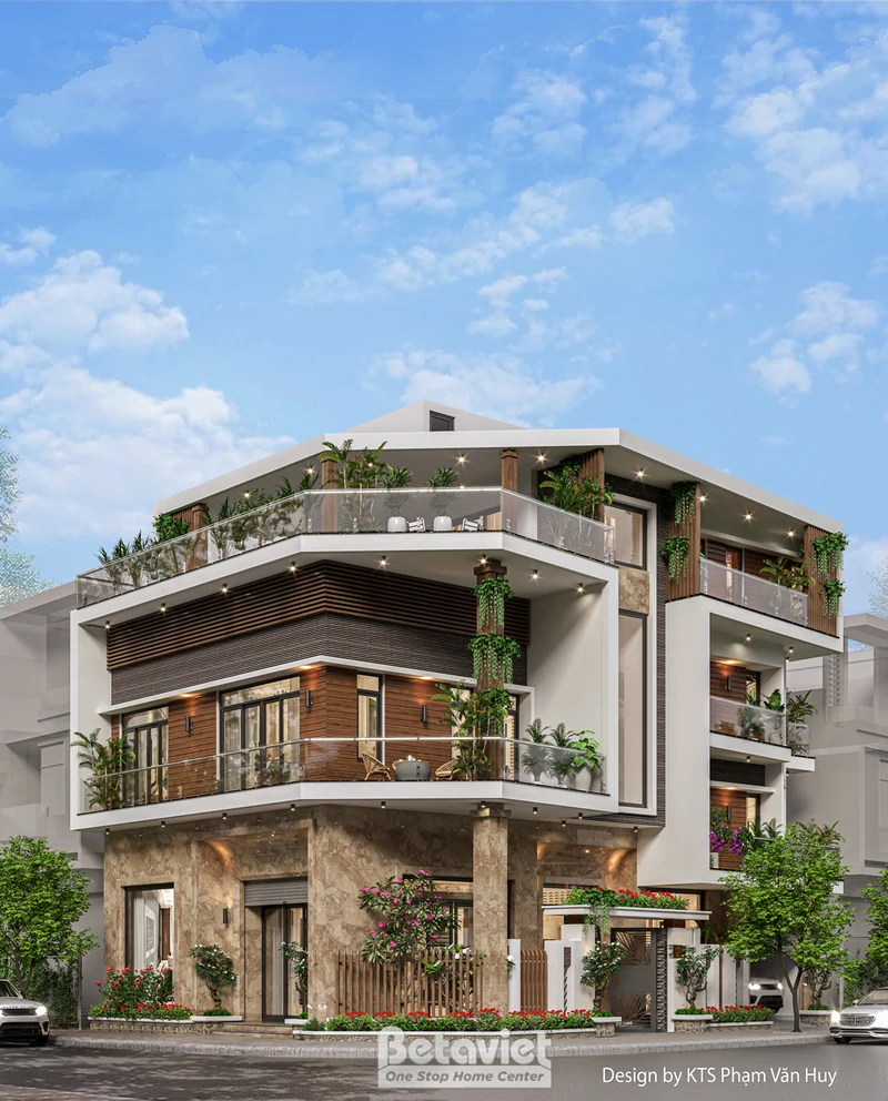 Biệt thự sân vườn 3 tầng hiện đại 864m² Thái Bình - sân vườn xanh, lối đi đá granite