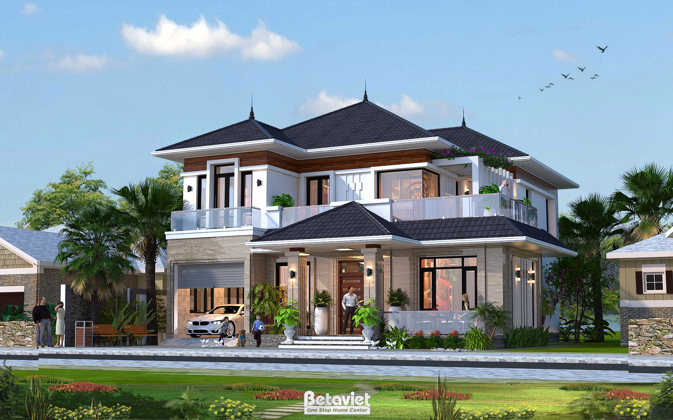 nhà phố 3 tầng phong cách hiện đại tại Thái Nguyên