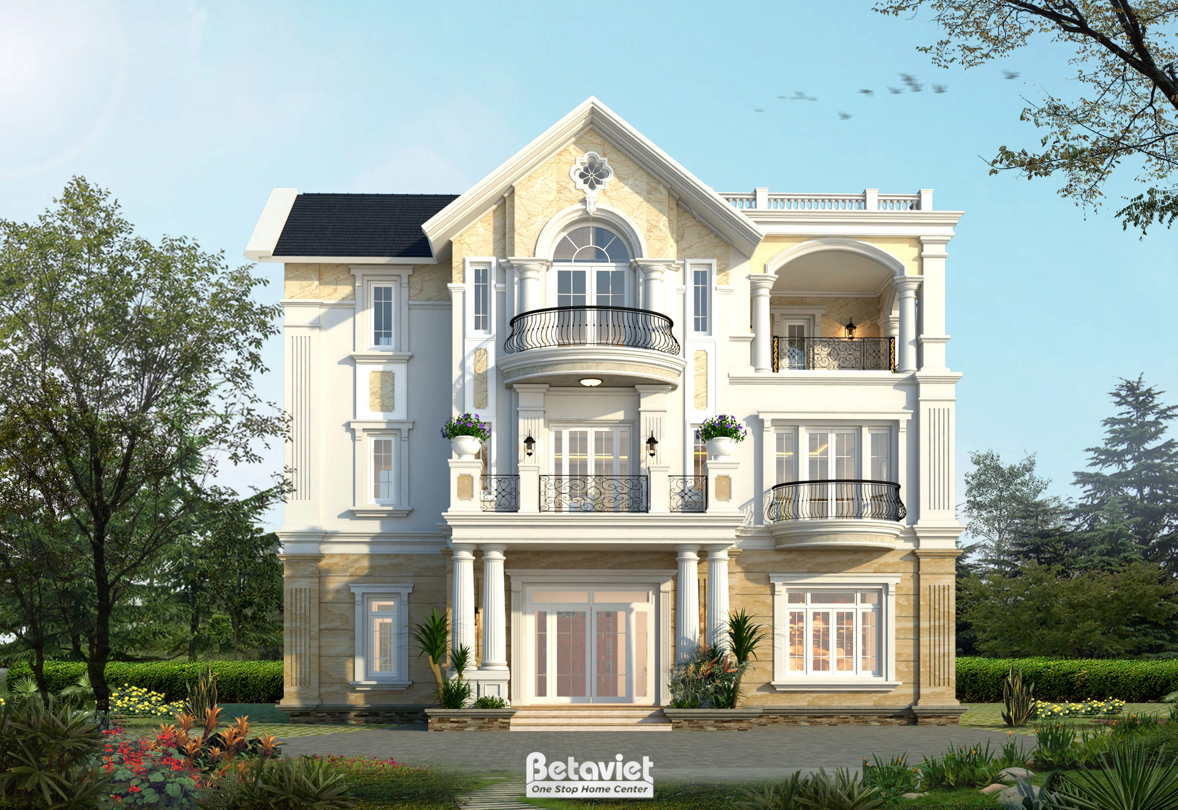 nhà phố 3 tầng phong cách tân cổ điển tại Hưng Yên