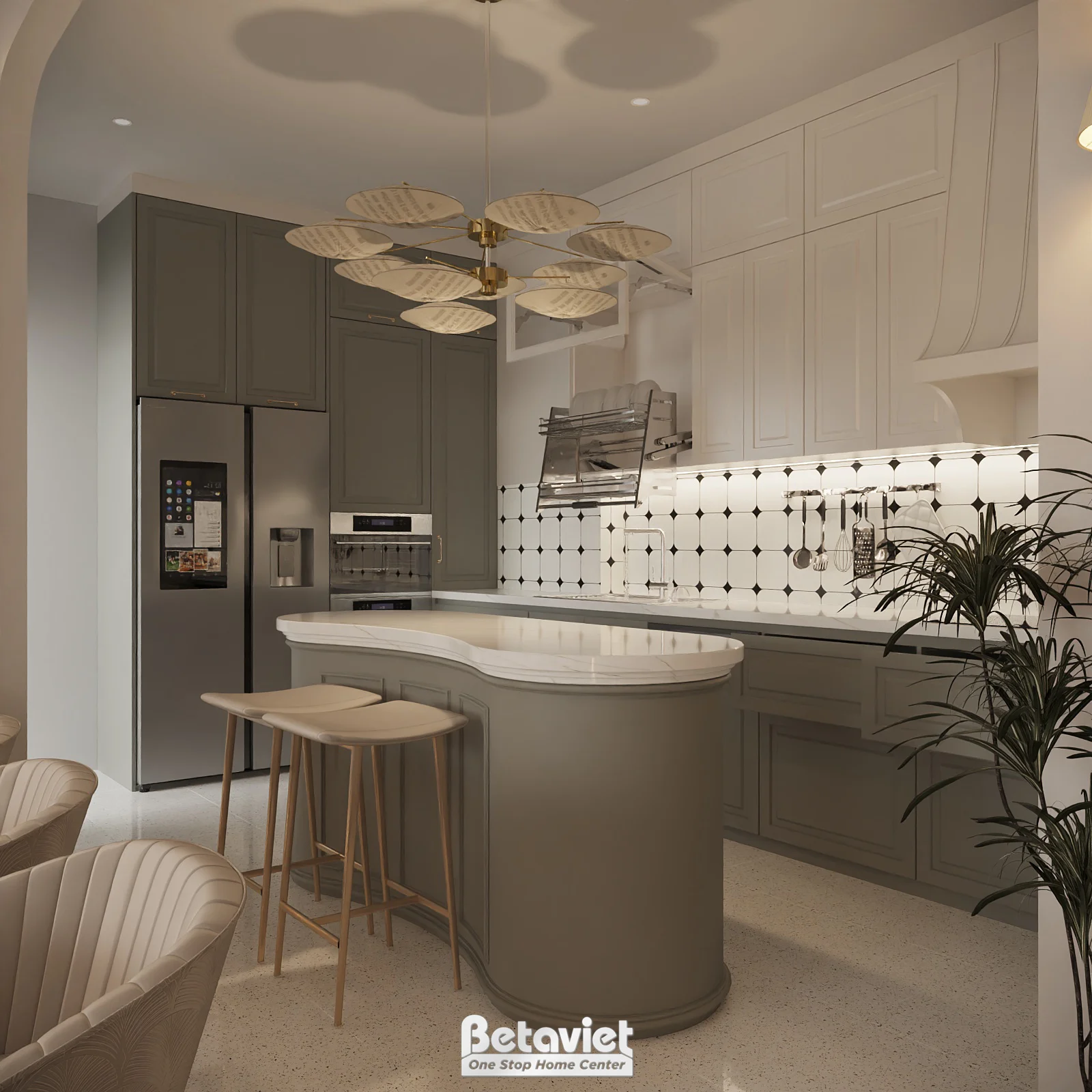 Mẫu nội thất phòng bếp chung cư hiện đại