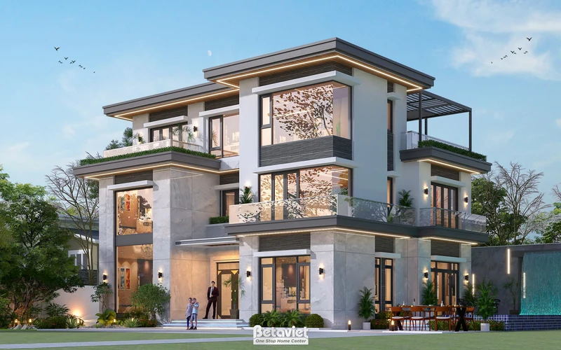 Mẫu thiết kế biệt thự hiện đại 3 tầng 550m2 tại Hà Nội KT24010