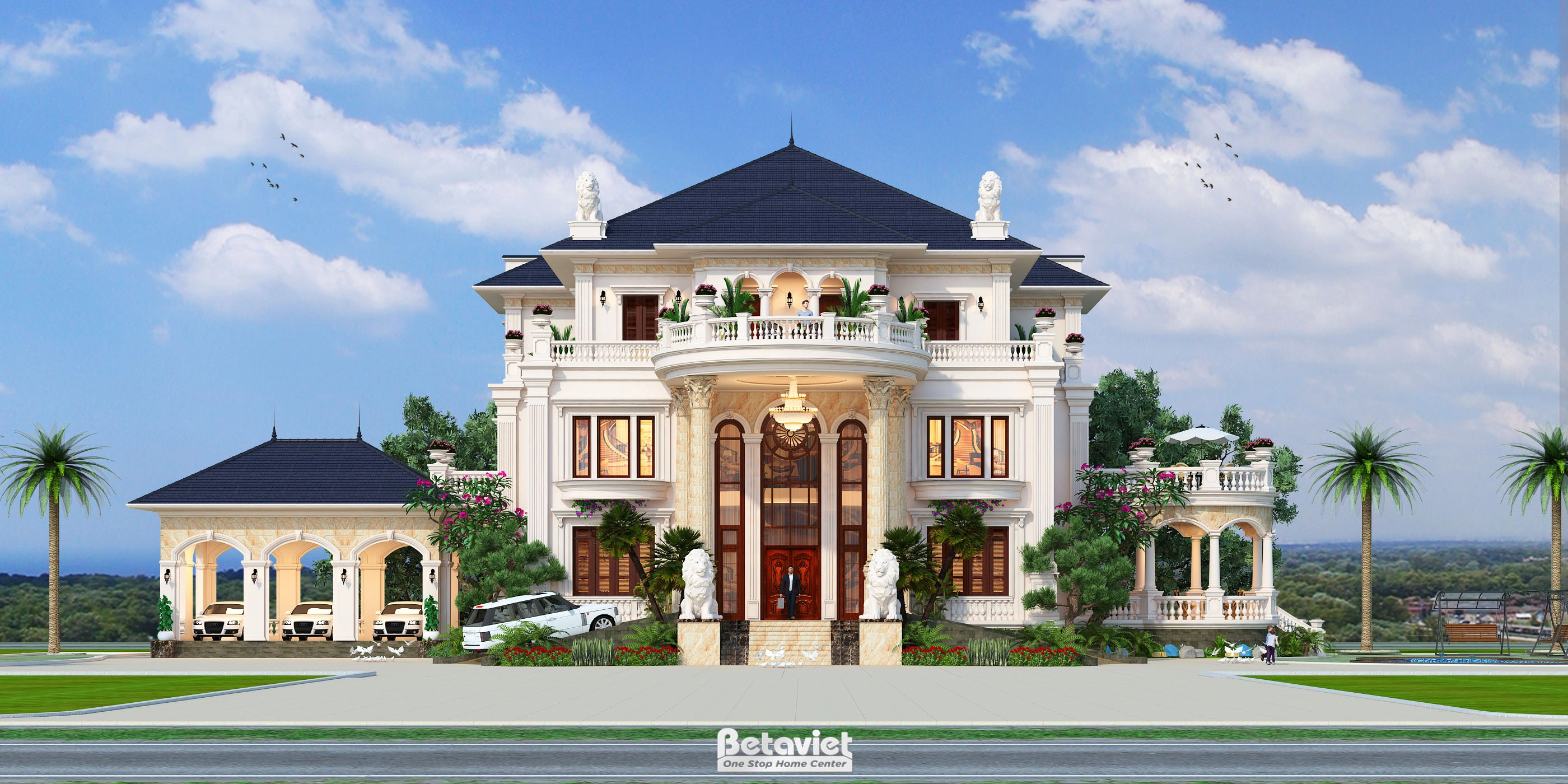 biệt thự 3 tầng phong cách tân cổ điển tại Bắc Ninh KT5500345B