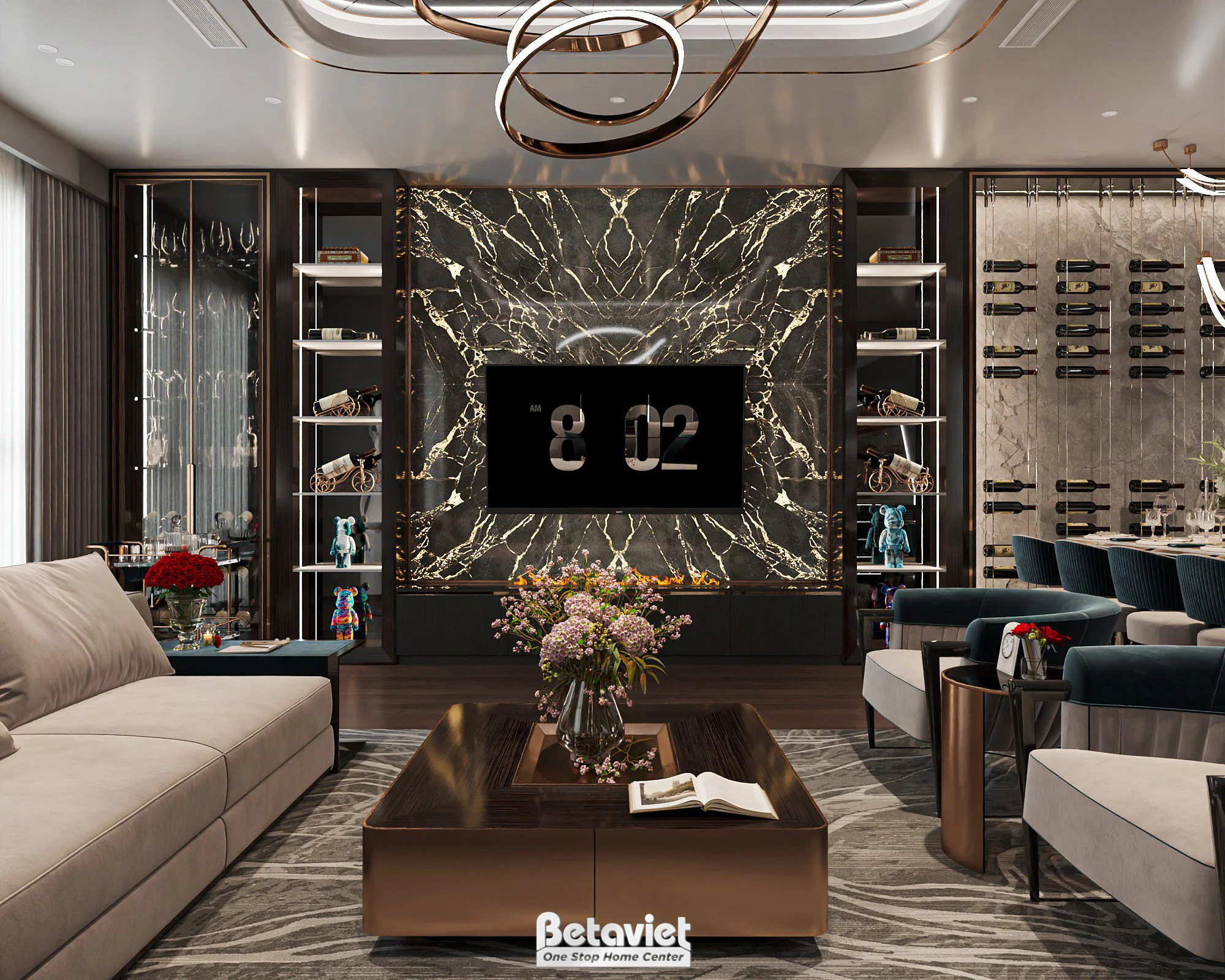 Nội thất phòng khách căn hộ đập thông