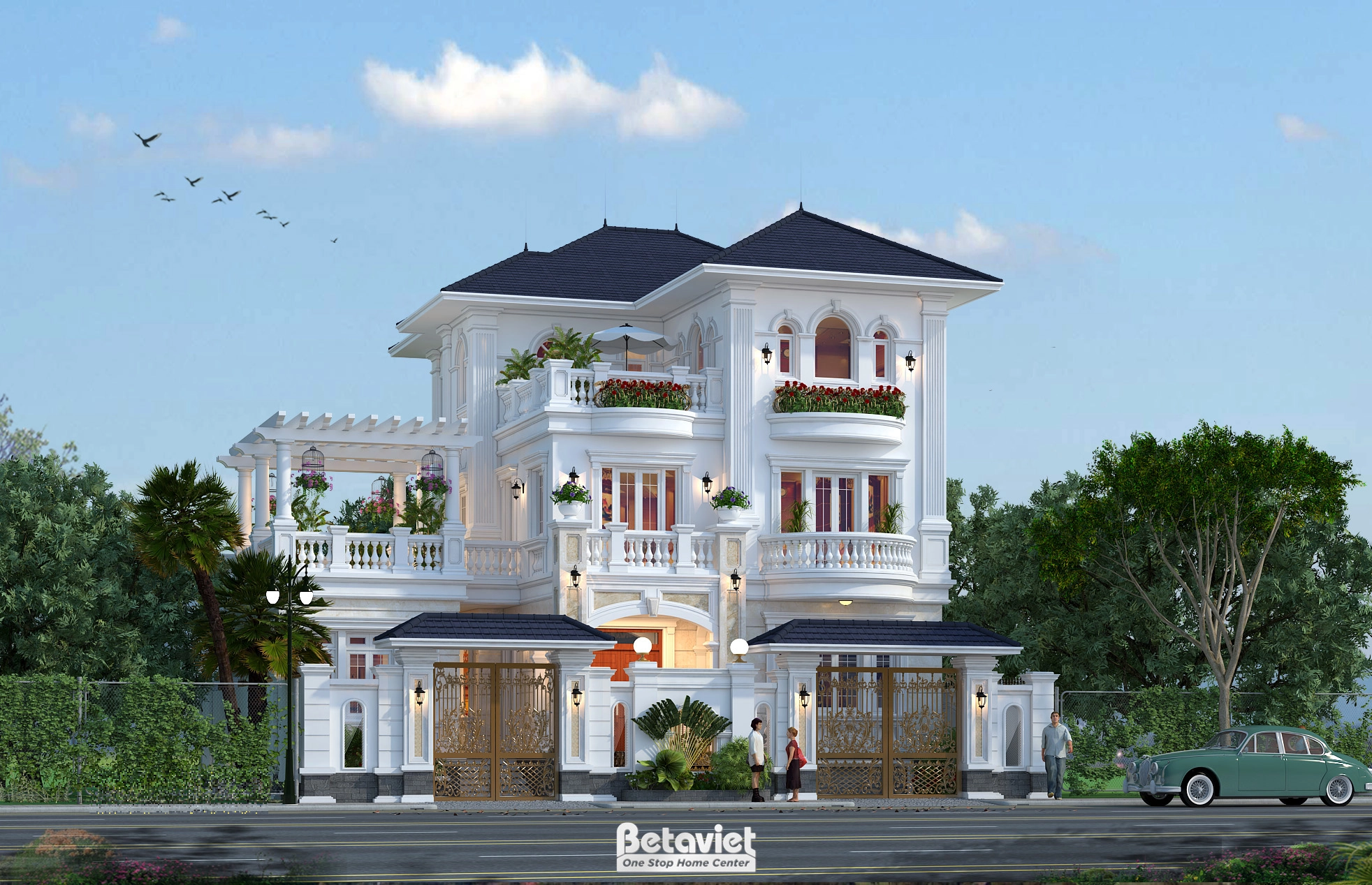 Phòng ngủ tầng 3 biệt thự hiện đại