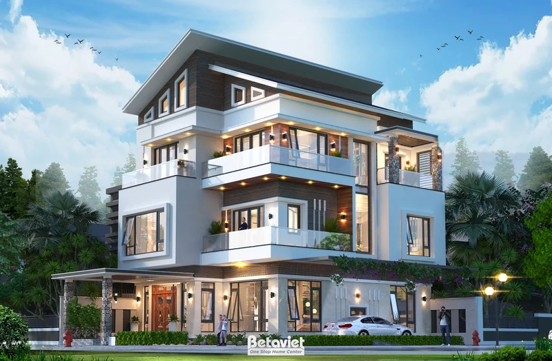 biệt thự 3 tầng phong cách Địa Trung Hải tại Hải Phòng