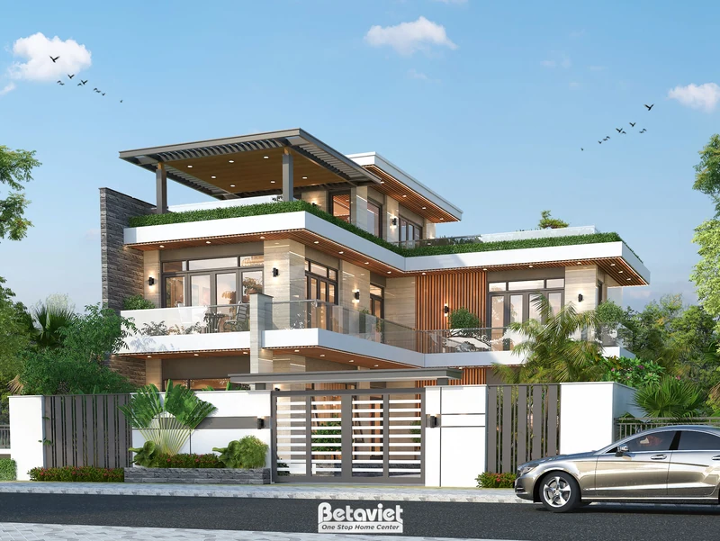 Thiết kế biệt thự phong cách hiện đại 3 tầng tại Hà Nội KT23379
