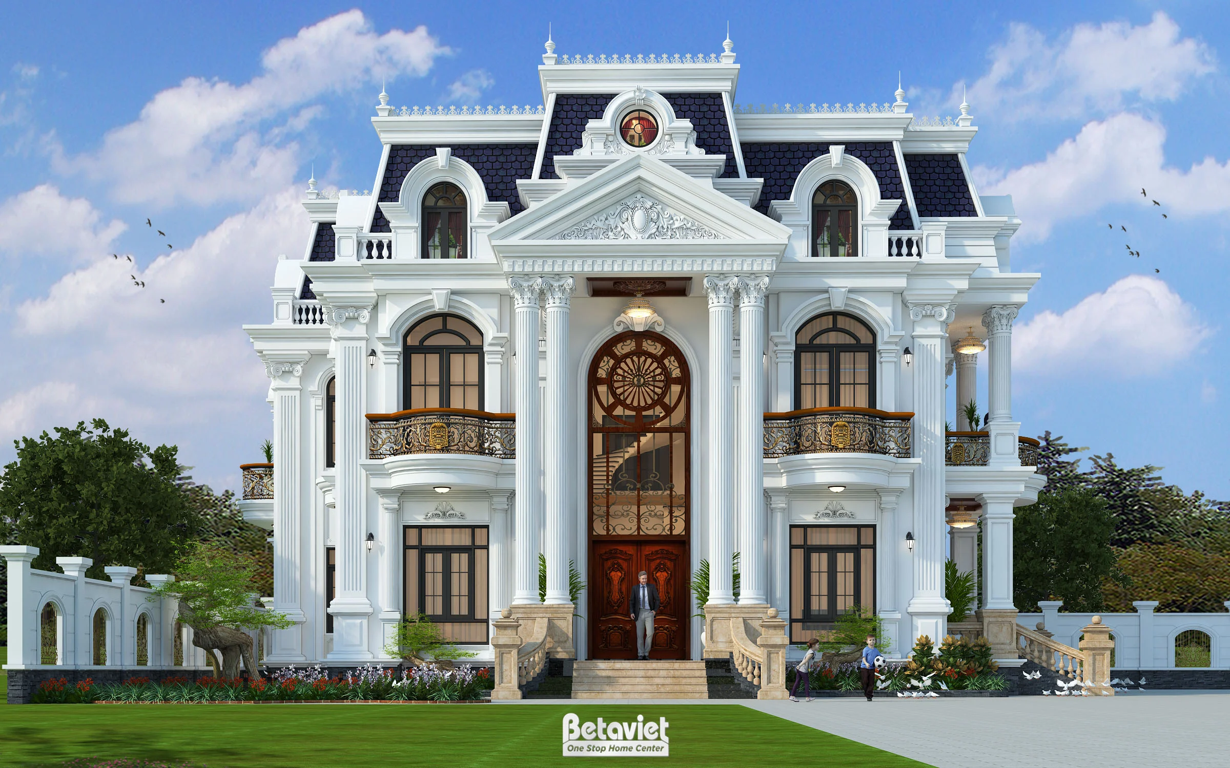 biệt thự song lập 3 tầng phong cách tân cổ điển tại Bắc Giang