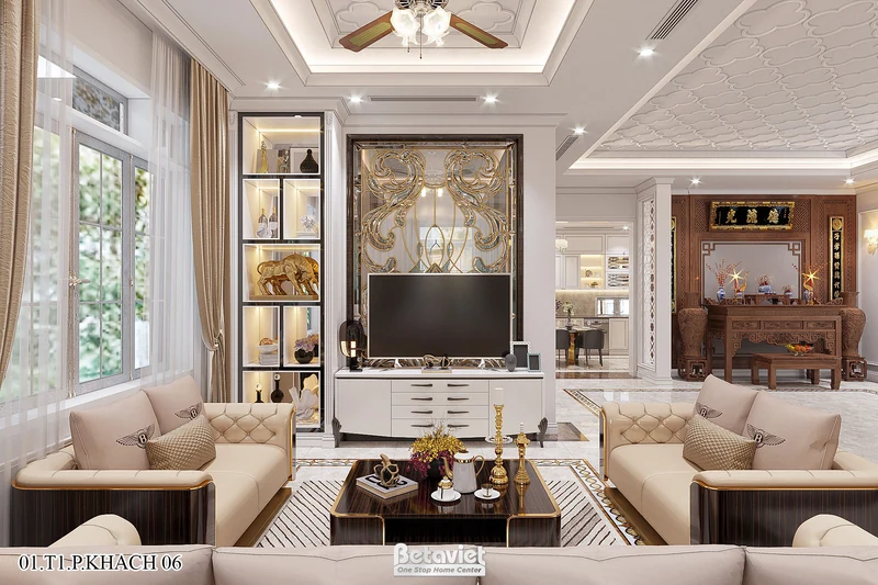 Phòng khách Art Deco biệt thự cao cấp