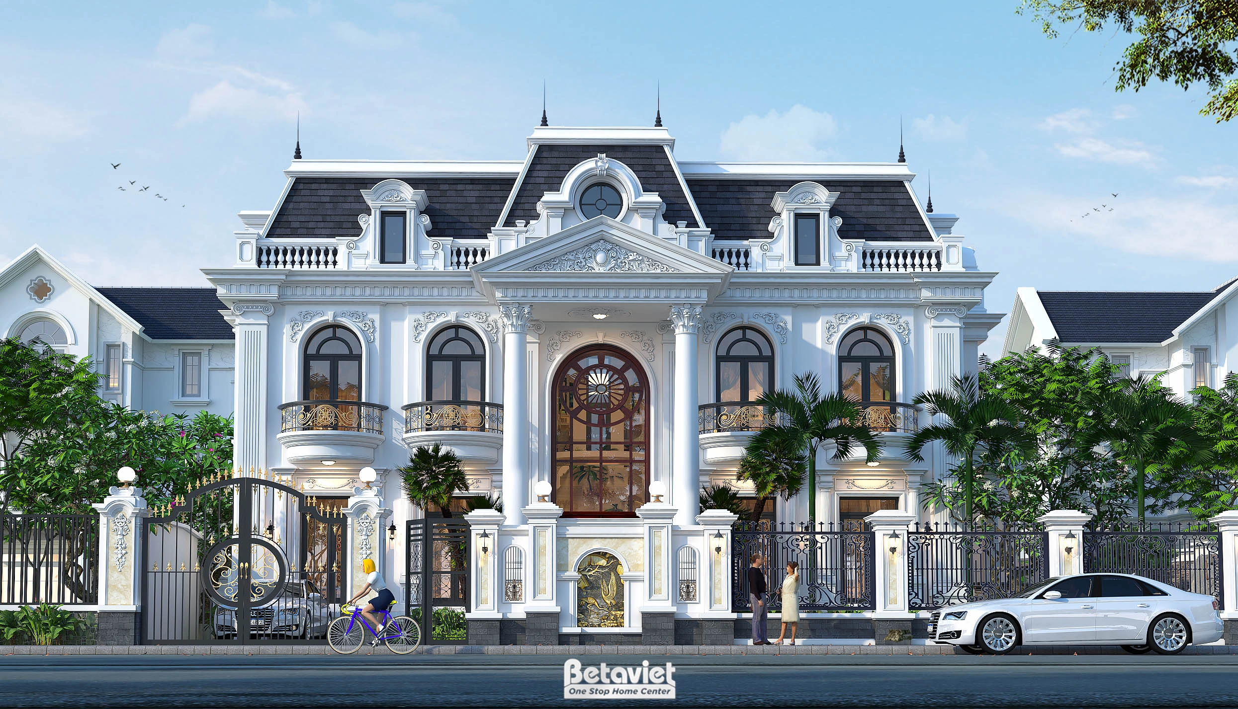 biệt thự mái thái tân cổ điển 2 tầng tại Hưng Yên
