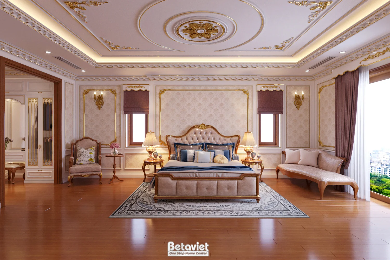 Phòng ngủ master cao cấp biệt thự sang trọng