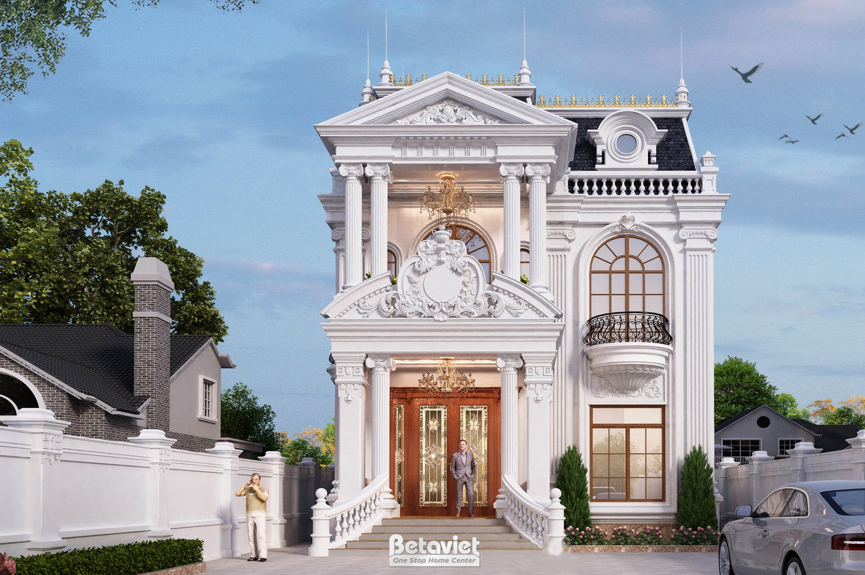 kiến trúc nhà biệt thự hiện đại 3 tầng tại Vĩnh Phúc