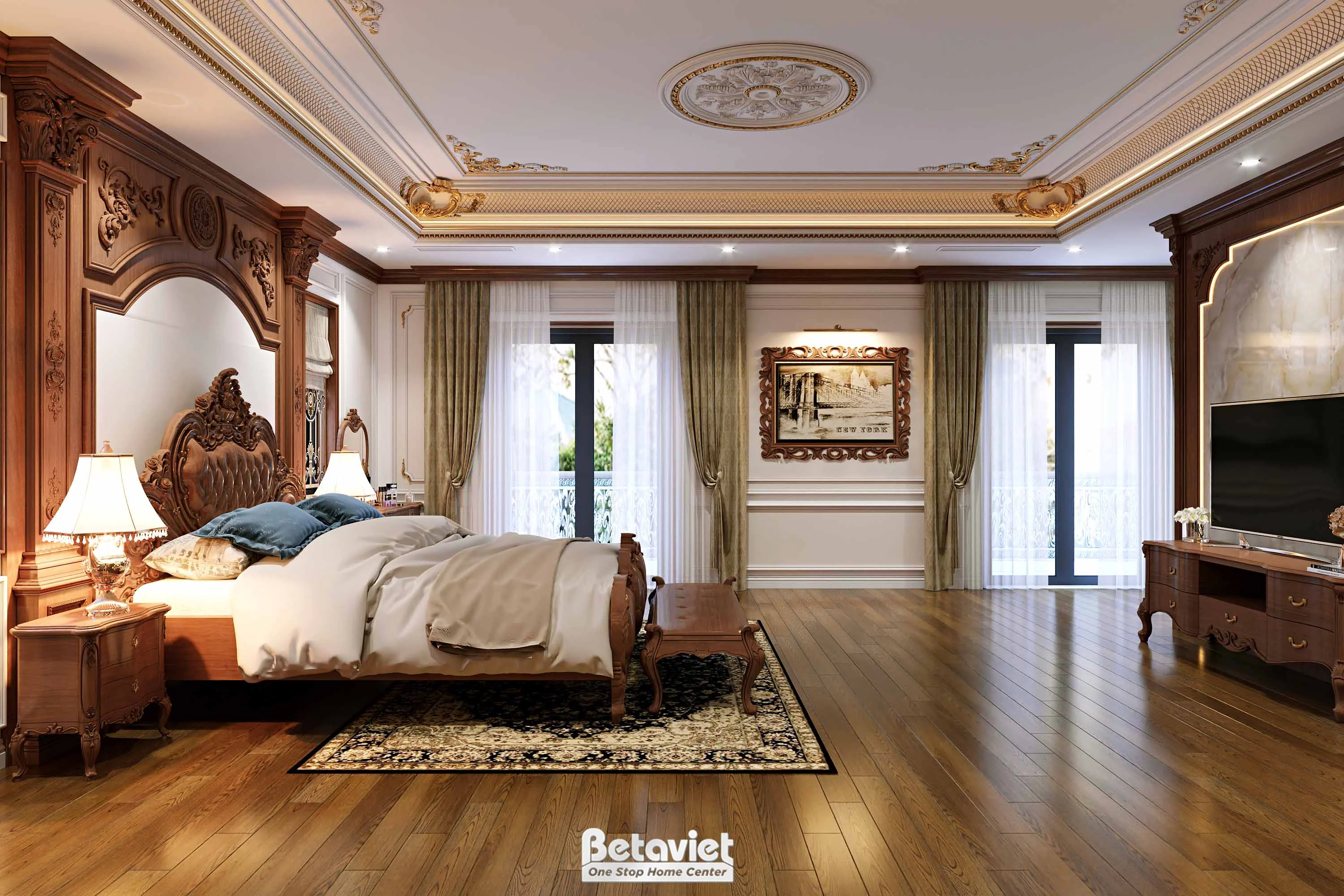Nội thất phòng ngủ tân cổ điển sang trọng