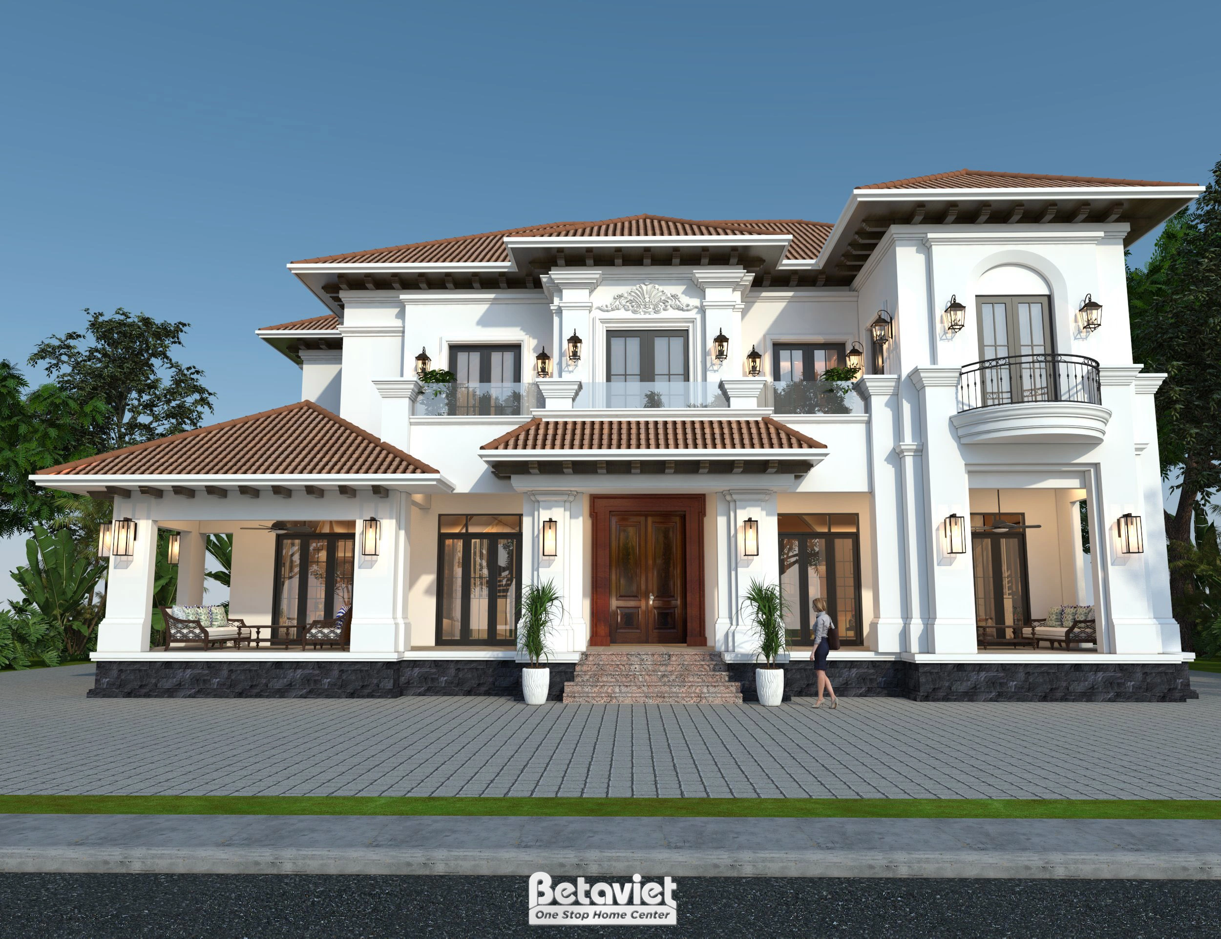 Mẫu thiết kế nhà hàng 2 tầng tân cổ điển tại Thái Nguyên