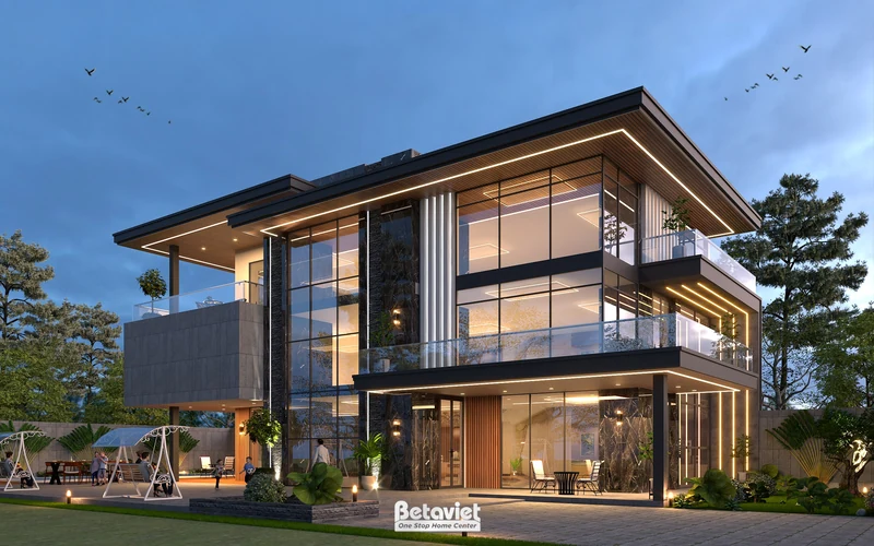 Mẫu thiết kế biệt thự 3 tầng phong cách hiện đại luxury KT23301