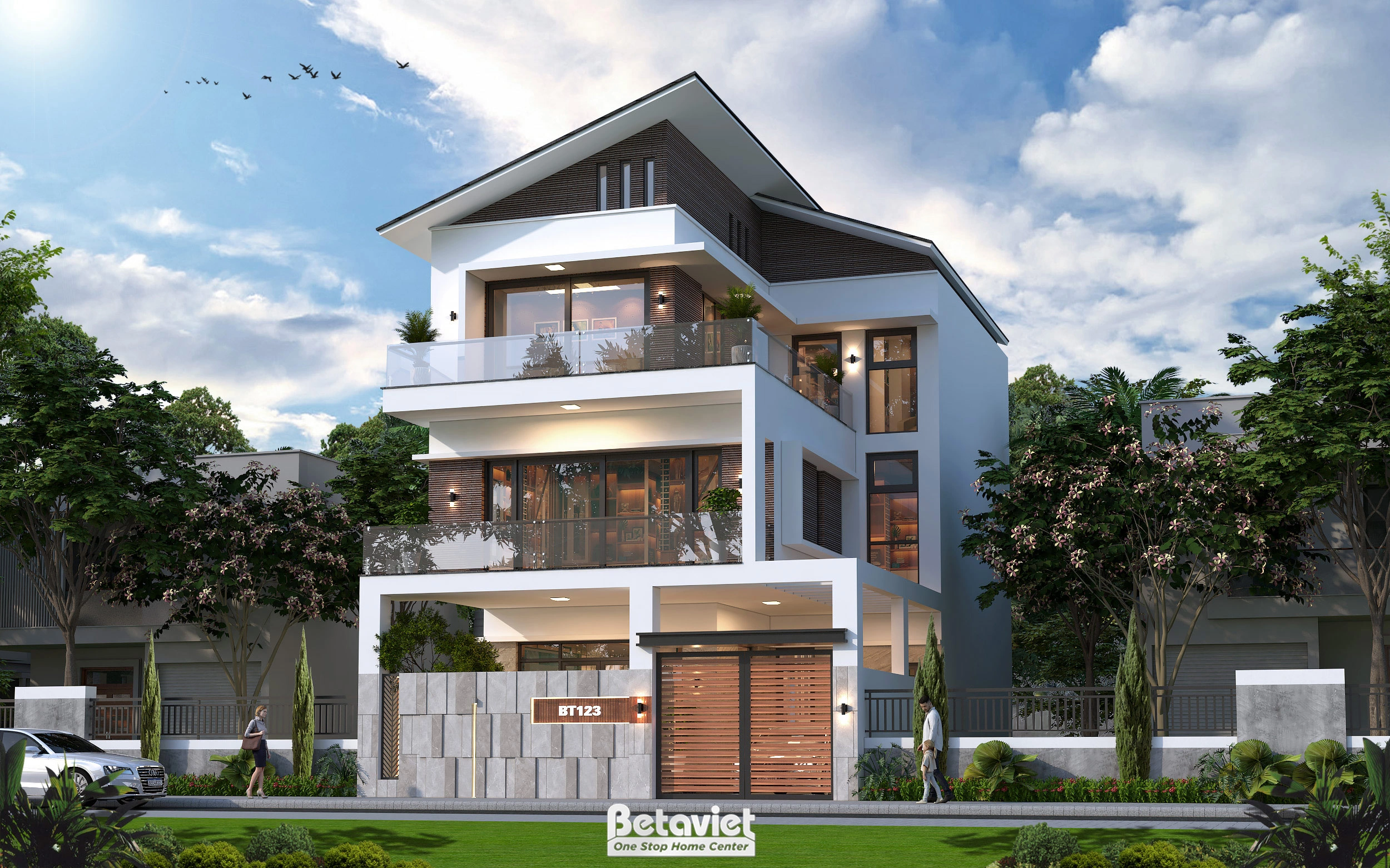 nhà phố 5 tầng phong cách hiện đại tại Hà Nội