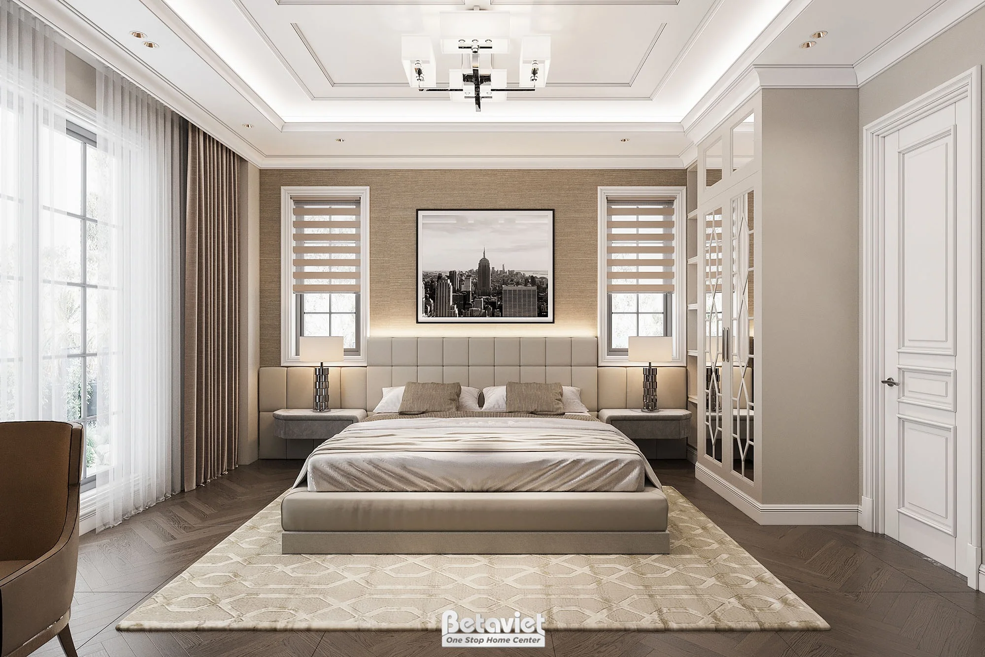 Phòng ngủ master cổ điển biệt thự cao cấp