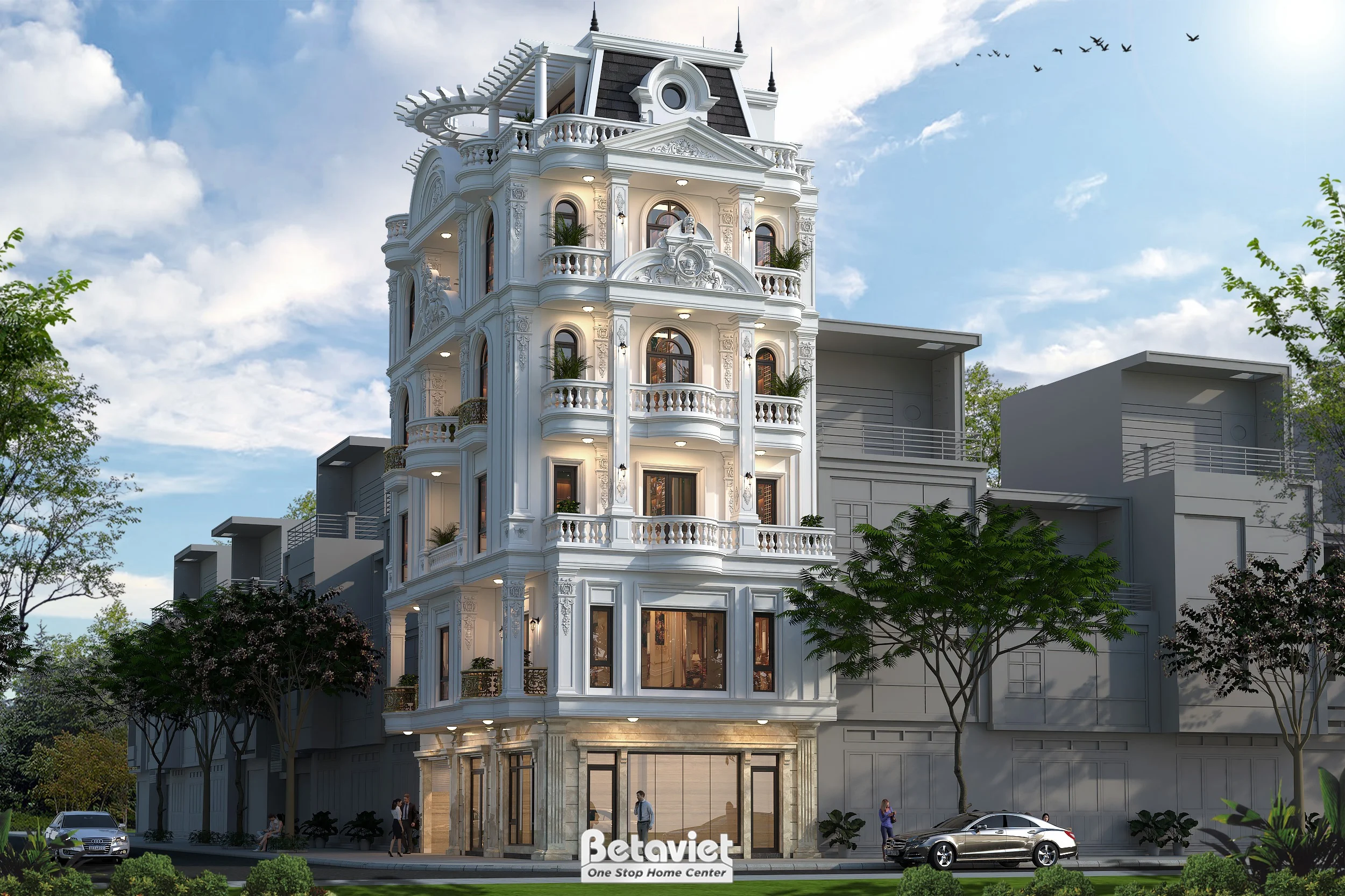 Mẫu thiết kế biệt thự phố hiện đại 7 tầng tại Hà Nam