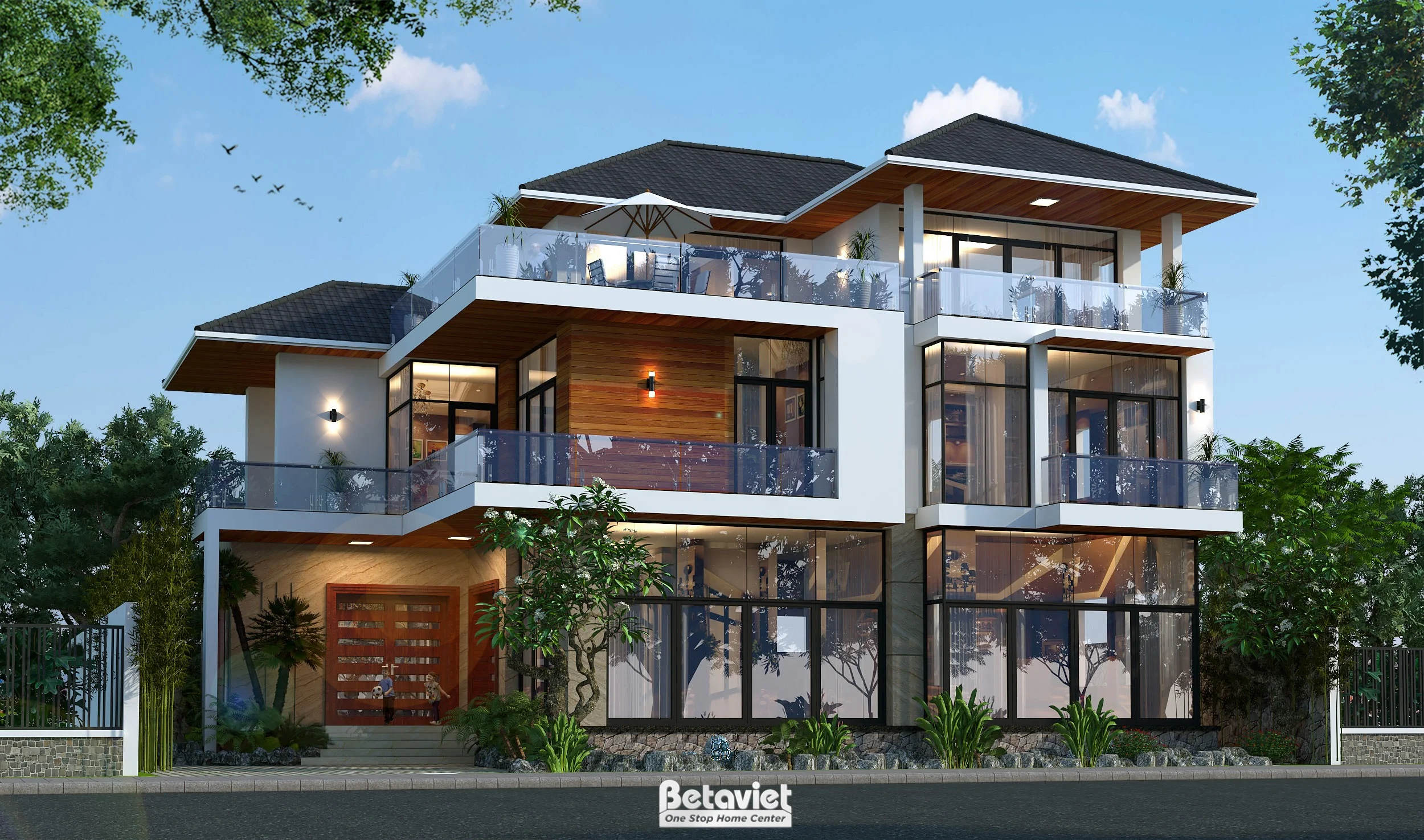 Biệt thự 4 tầng phong cách hiện đại 800m2 tại Thái Nguyên