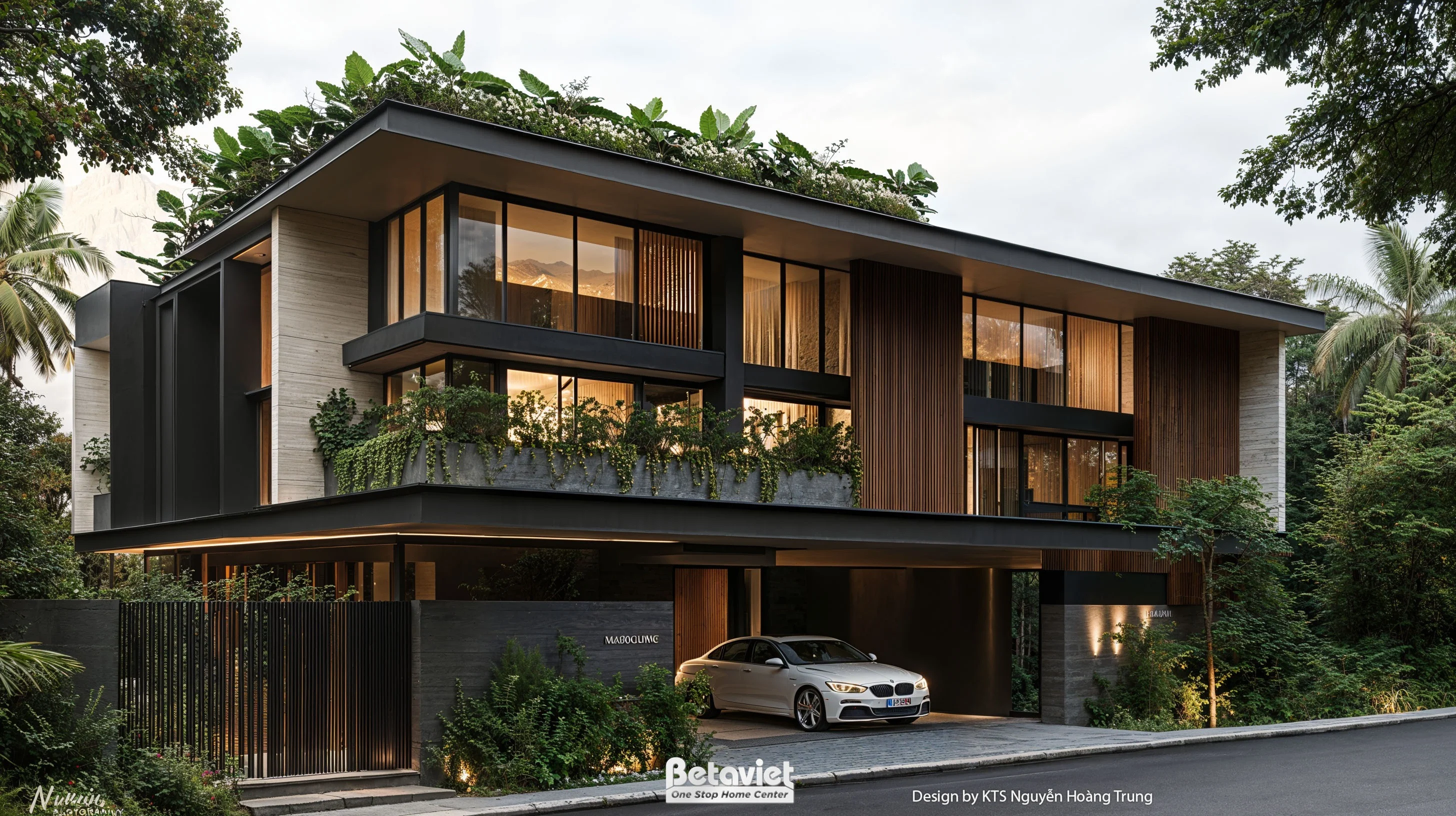 biệt thự có gara 4 tầng hiện đại tại Hòa Bình