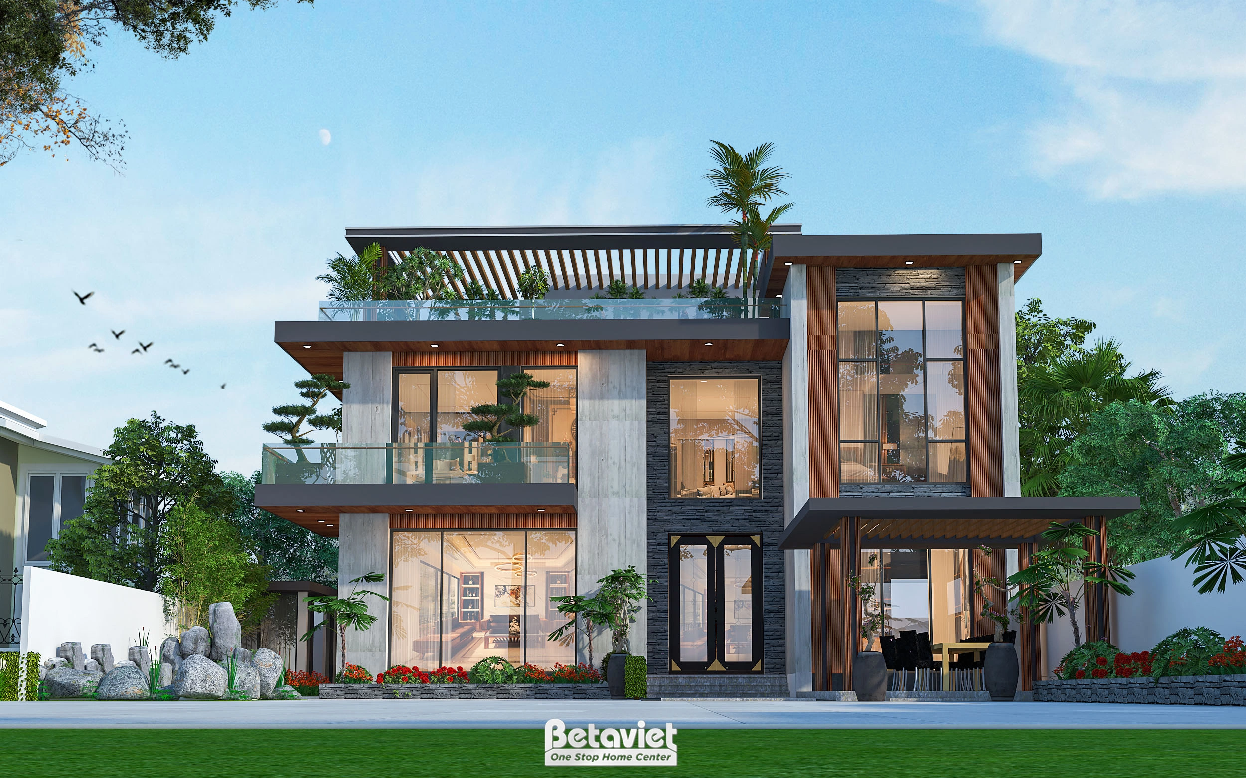 biệt thự 3 tầng phong cách tân cổ điển tại Bình Dương