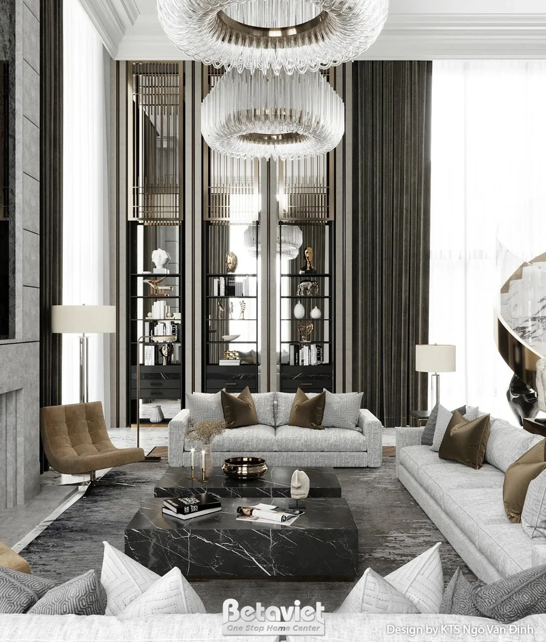 Thiết kế nội thất phòng khách căn hộ penthouse