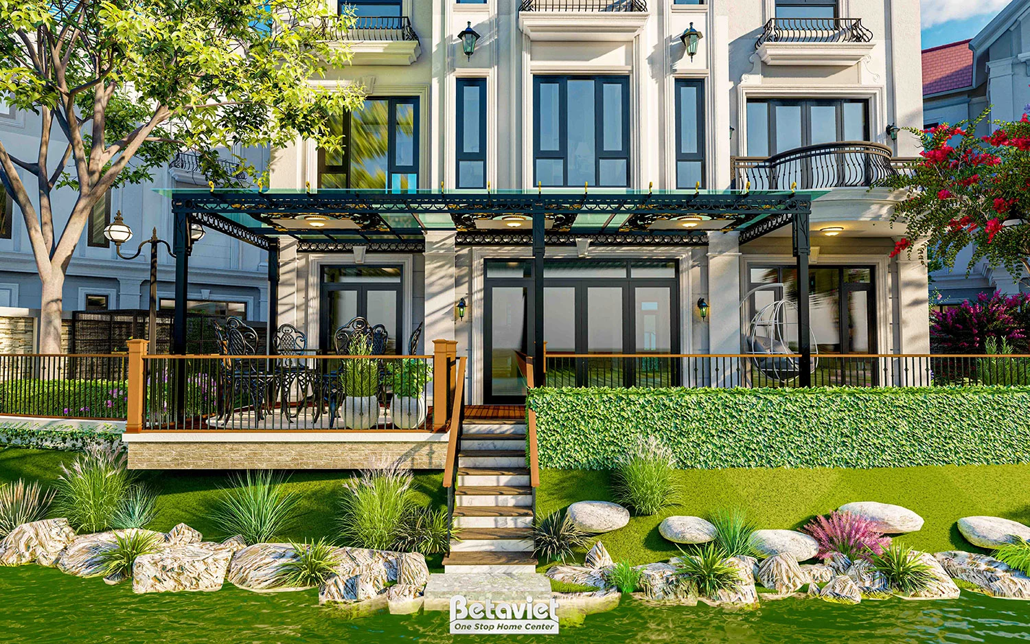 sân vườn kiểu Nhật biệt thự KĐT Vinhomes Riverside