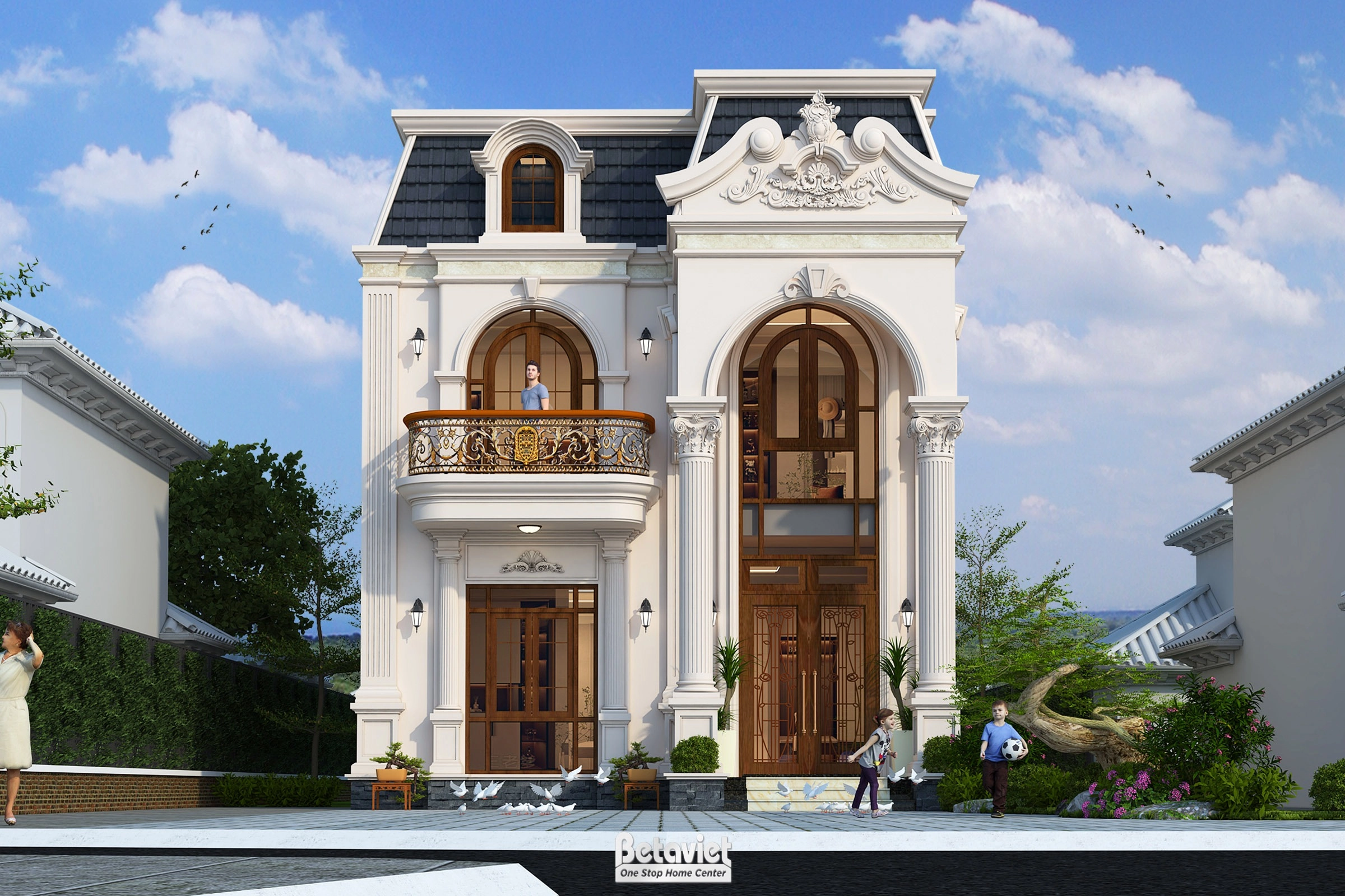 Biệt thự tân cổ điển 2 tầng mái Mansard tại Hải Dương