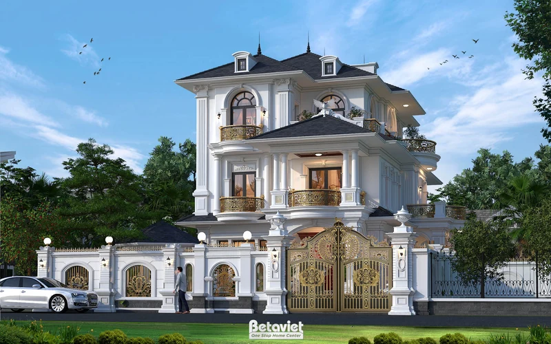 Biệt thự tân cổ điển 3 tầng 600m² Hà Nam 5 phòng ngủ sảnh lớn KT24770