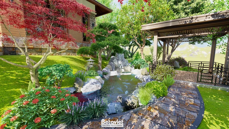 Mẫu thiết kế sân vườn phong cách Tropical tại Hải Dương