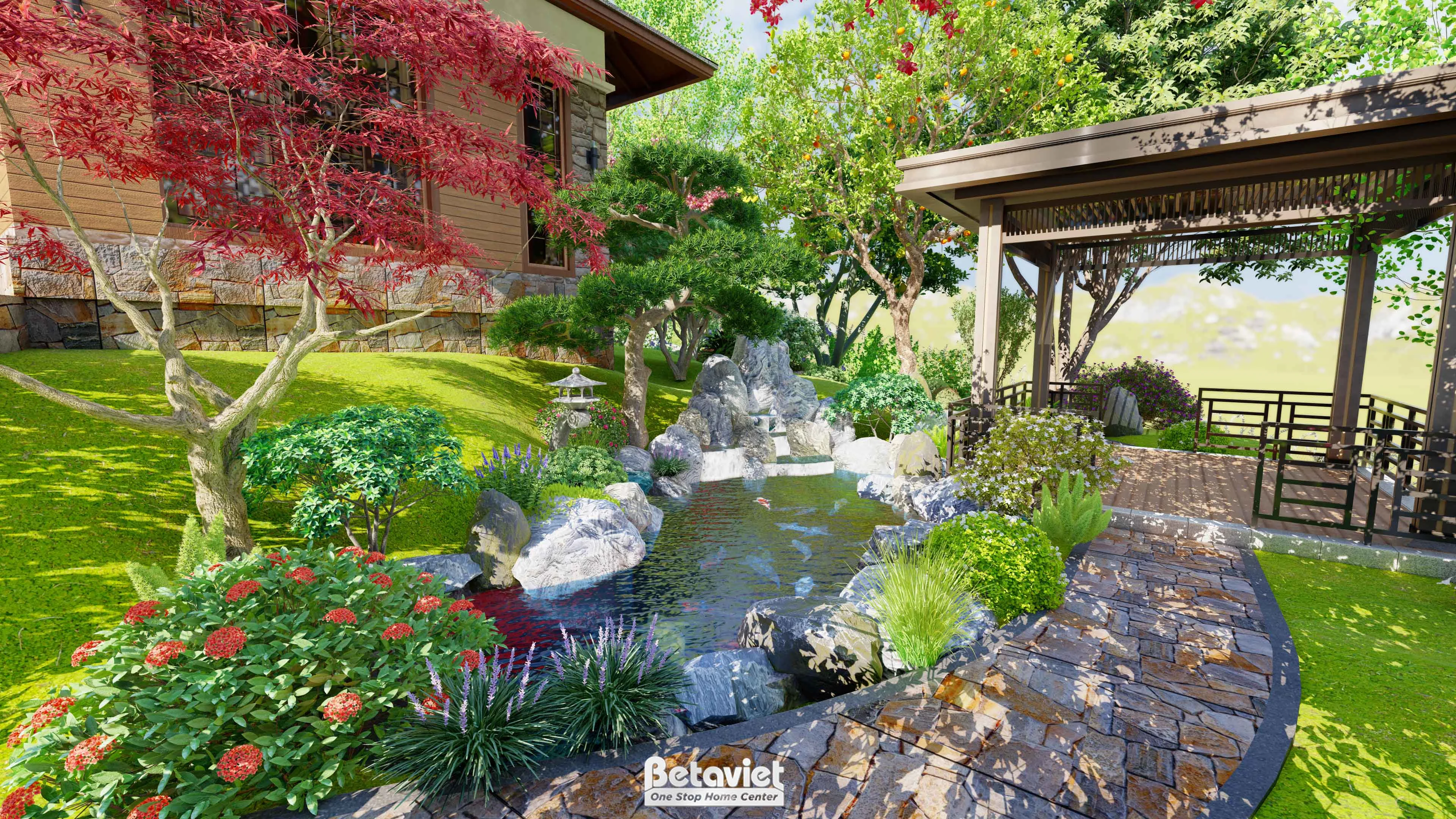 Mẫu thiết kế sân vườn phong cách Tropical tại Hải Dương