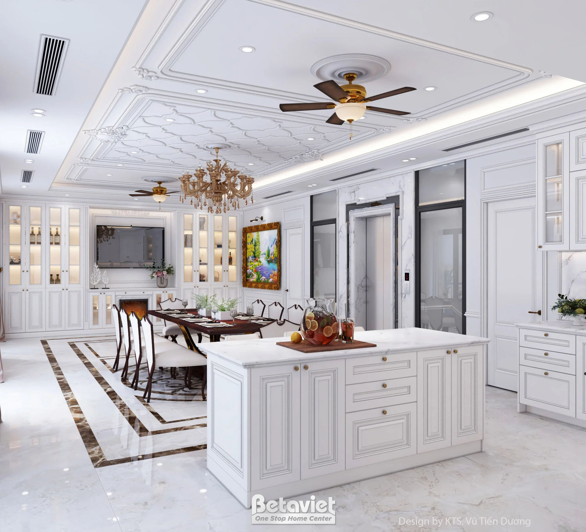 Thi công phòng bếp biệt thự cao cấp