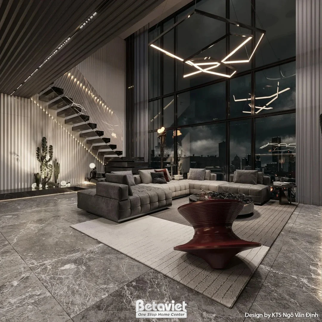 Thiết kế phòng khách penthouse hiện đại