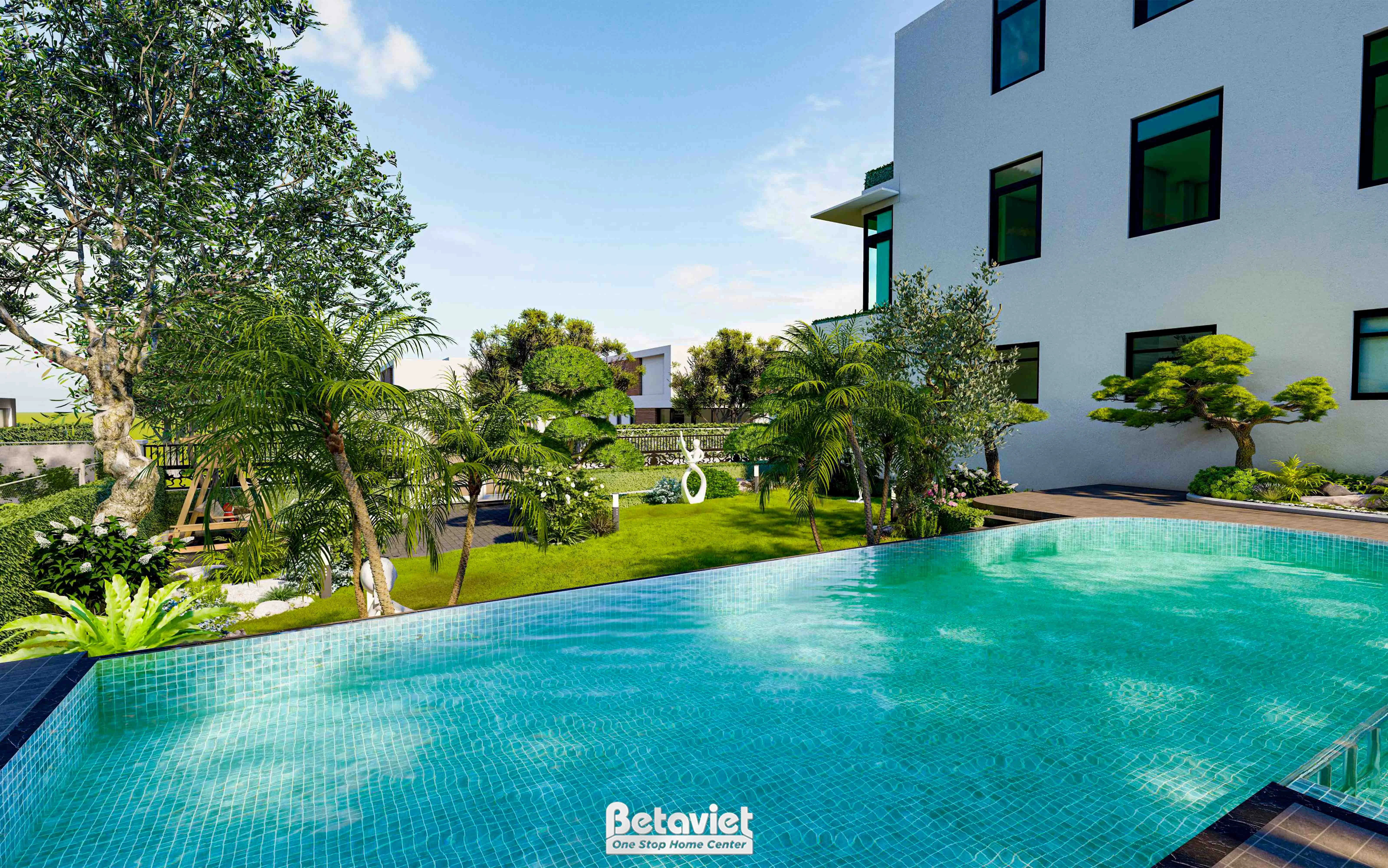 sân vườn tiểu cảnh Nhật biệt thự tại Hải Phòng