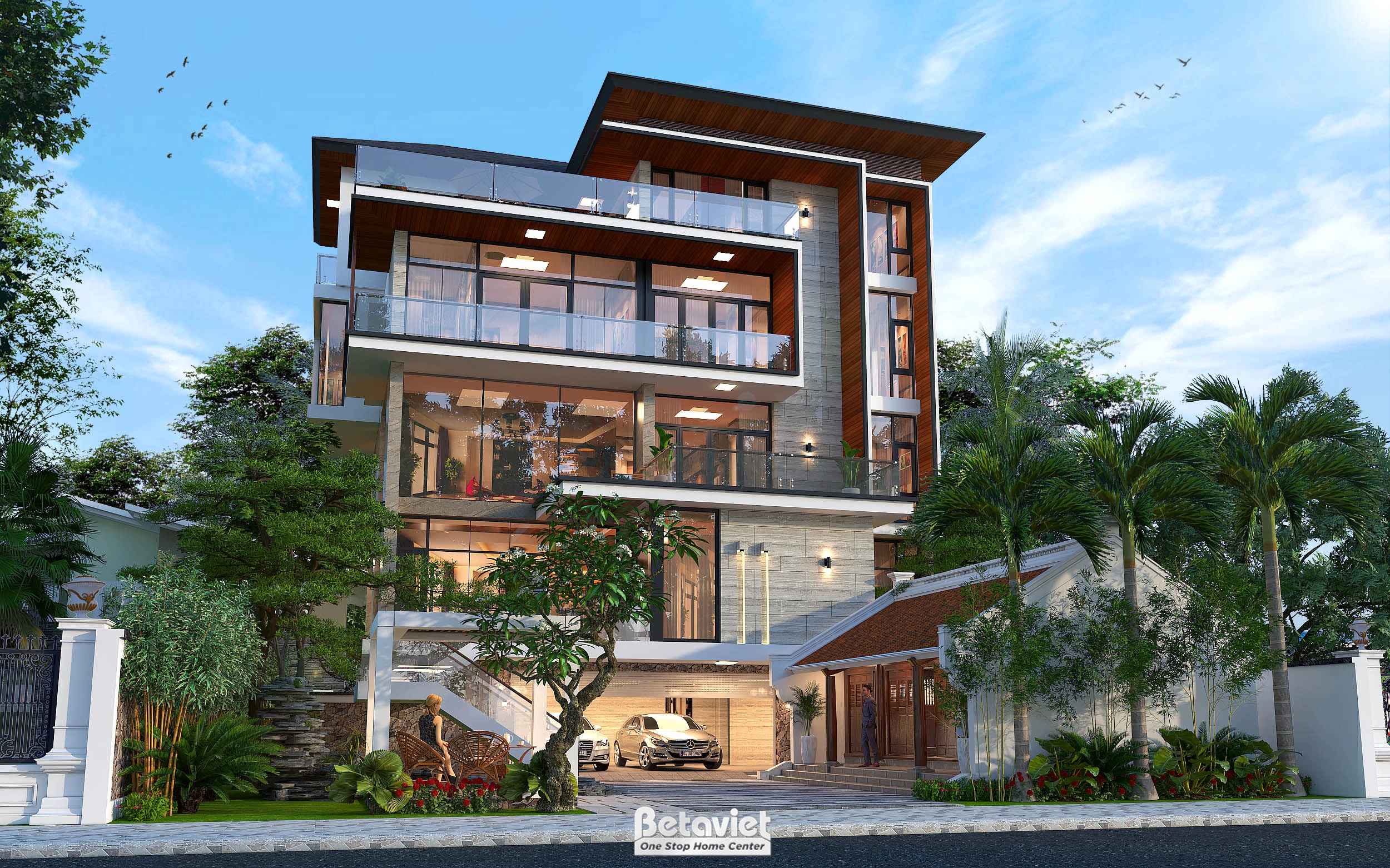 Mẫu biệt thự 4 tầng phong cách hiện đại tại Hưng Yên