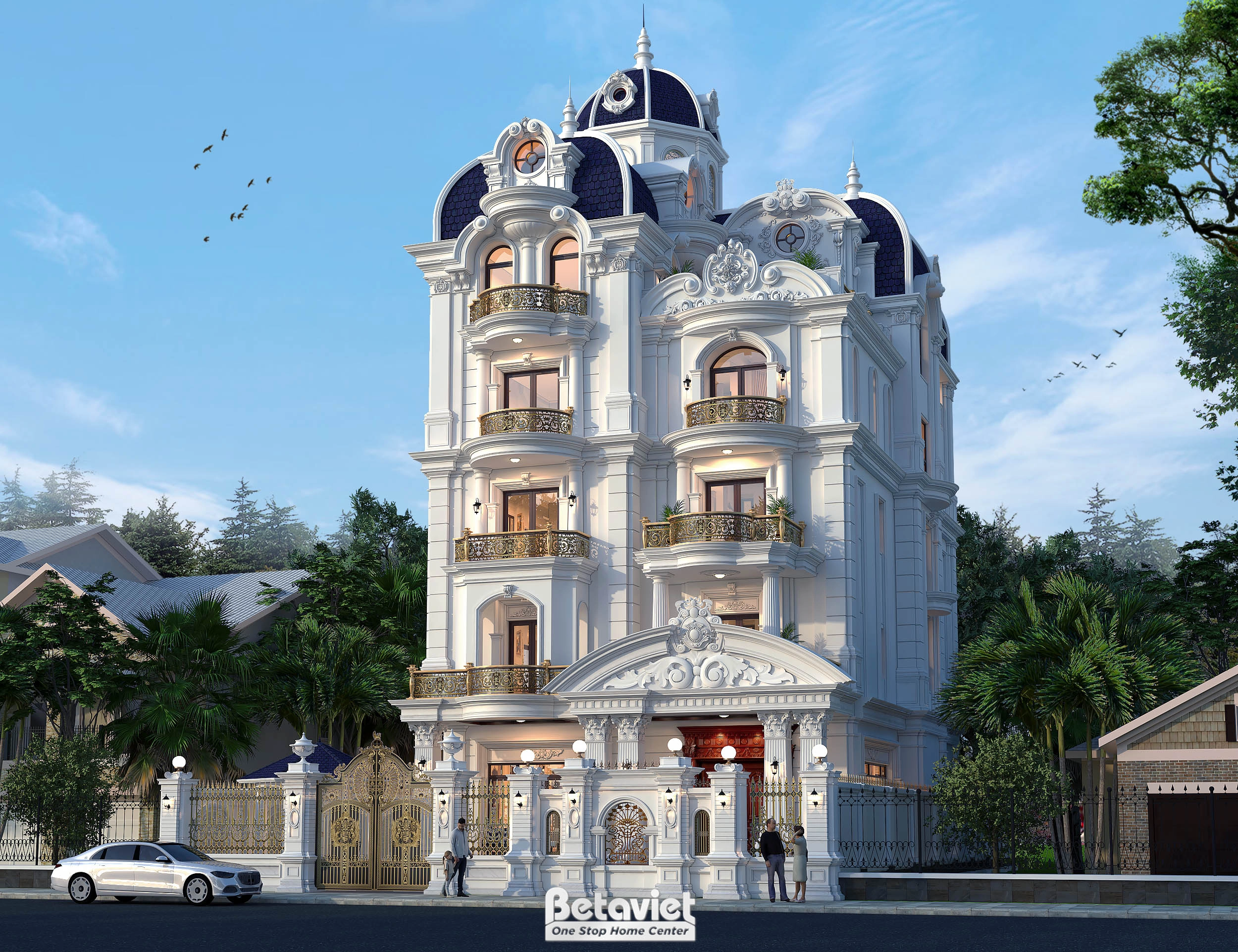 Mẫu biệt thự phong cách tân cổ điển 5 tầng tại Ninh Bình KT24771