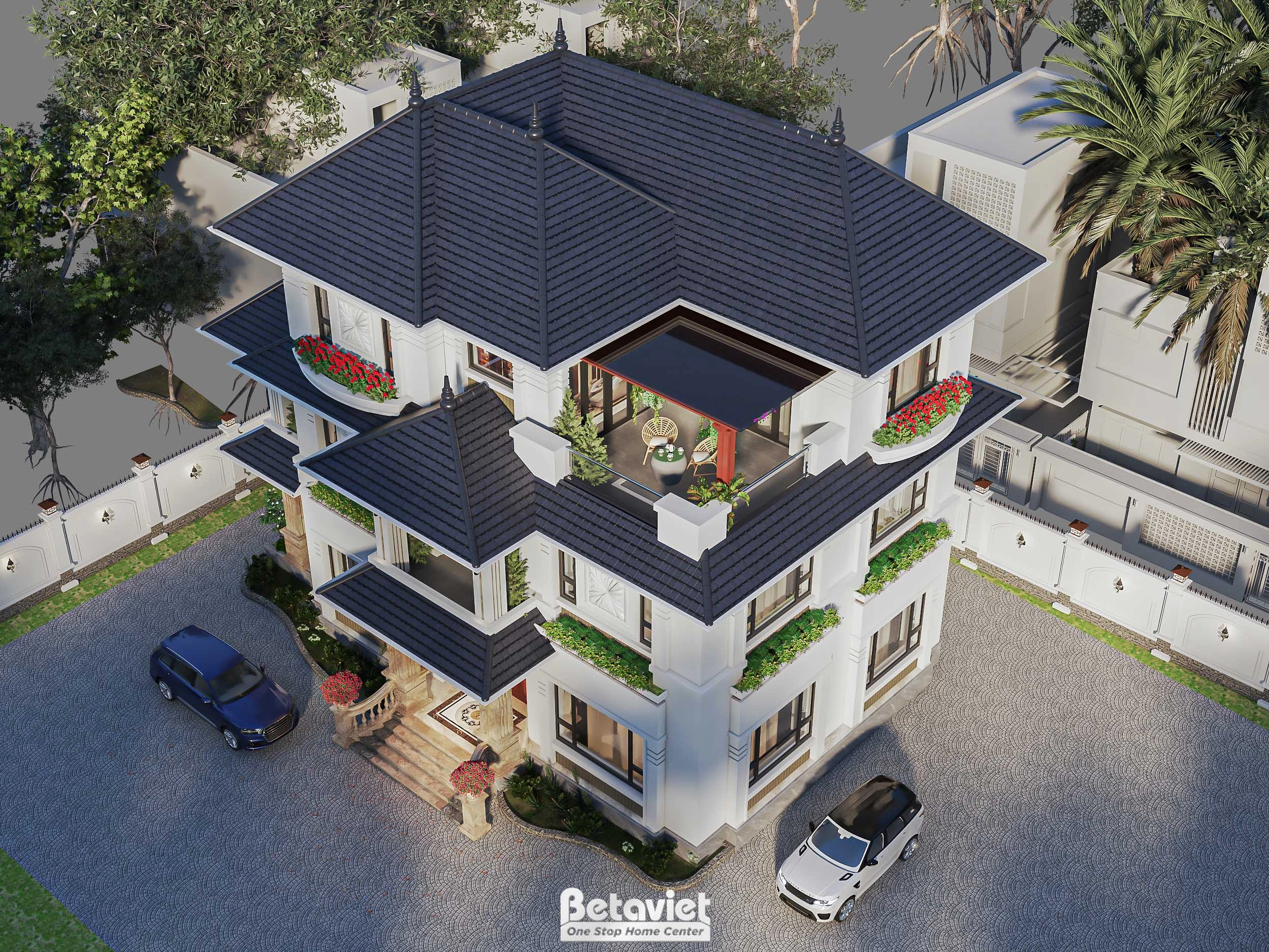 Mẫu biệt thự tân cổ điển mái Nhật 3 tầng tại Thái Nguyên