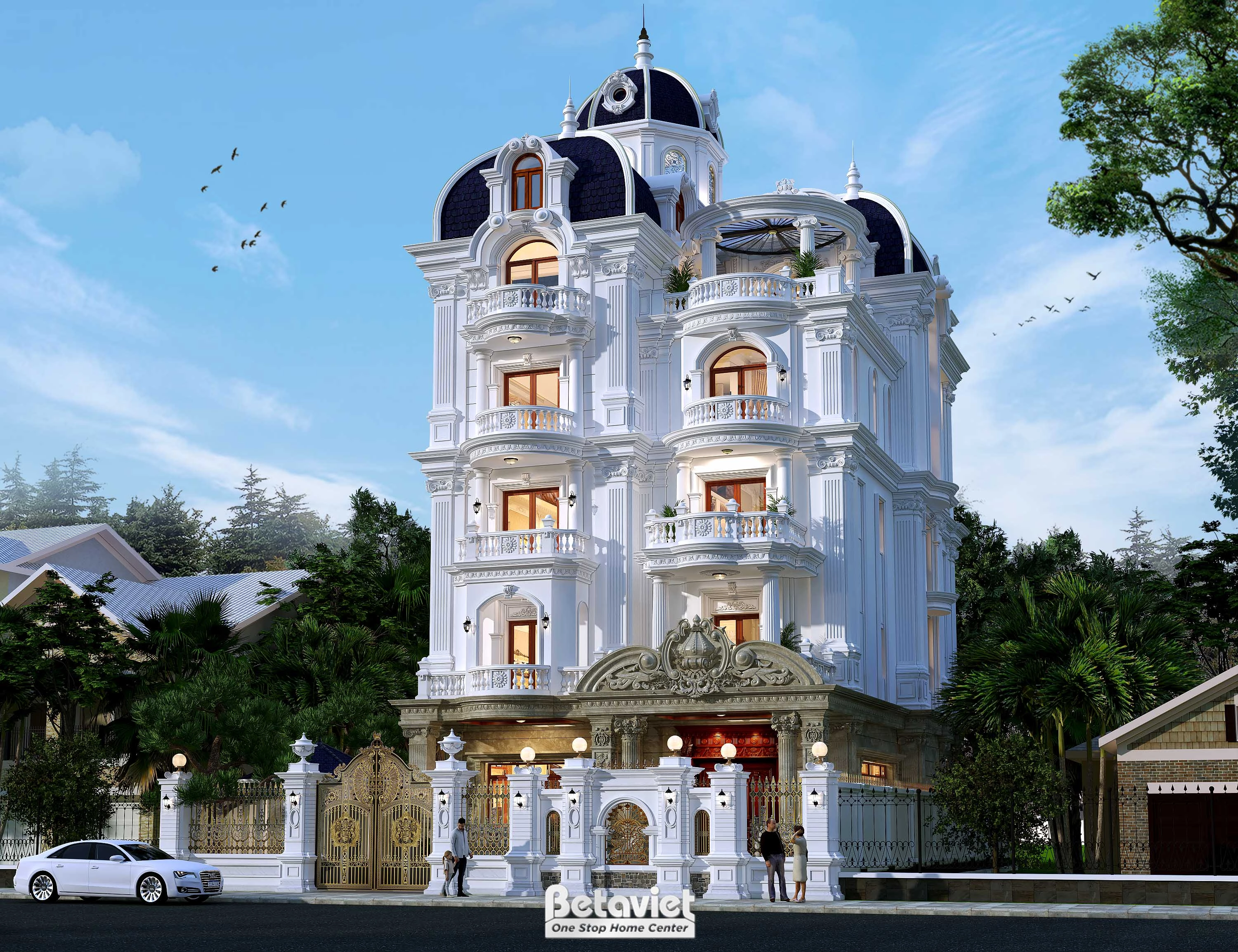 Mẫu thiết kế biệt thự 5 tầng tân cổ điển tại Ninh Bình