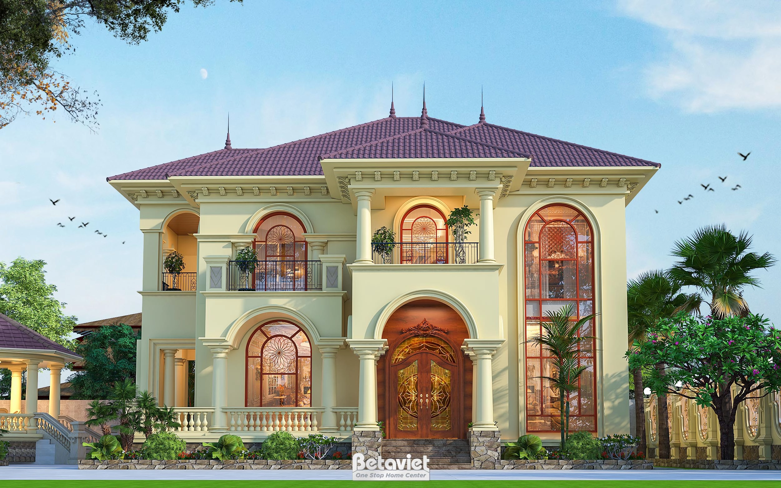 Mẫu thiết kế biệt thự Địa Trung Hải 2 tầng tại Bắc Ninh