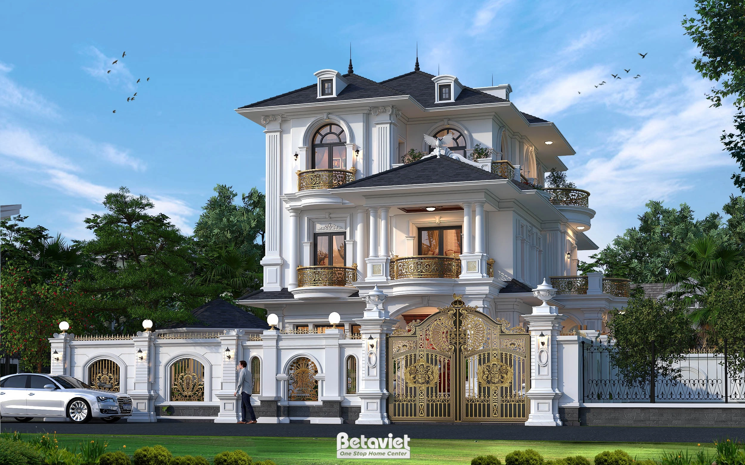 Mẫu thiết kế biệt thự tân cổ điển 3 tầng 600m2 tại Hà Nam