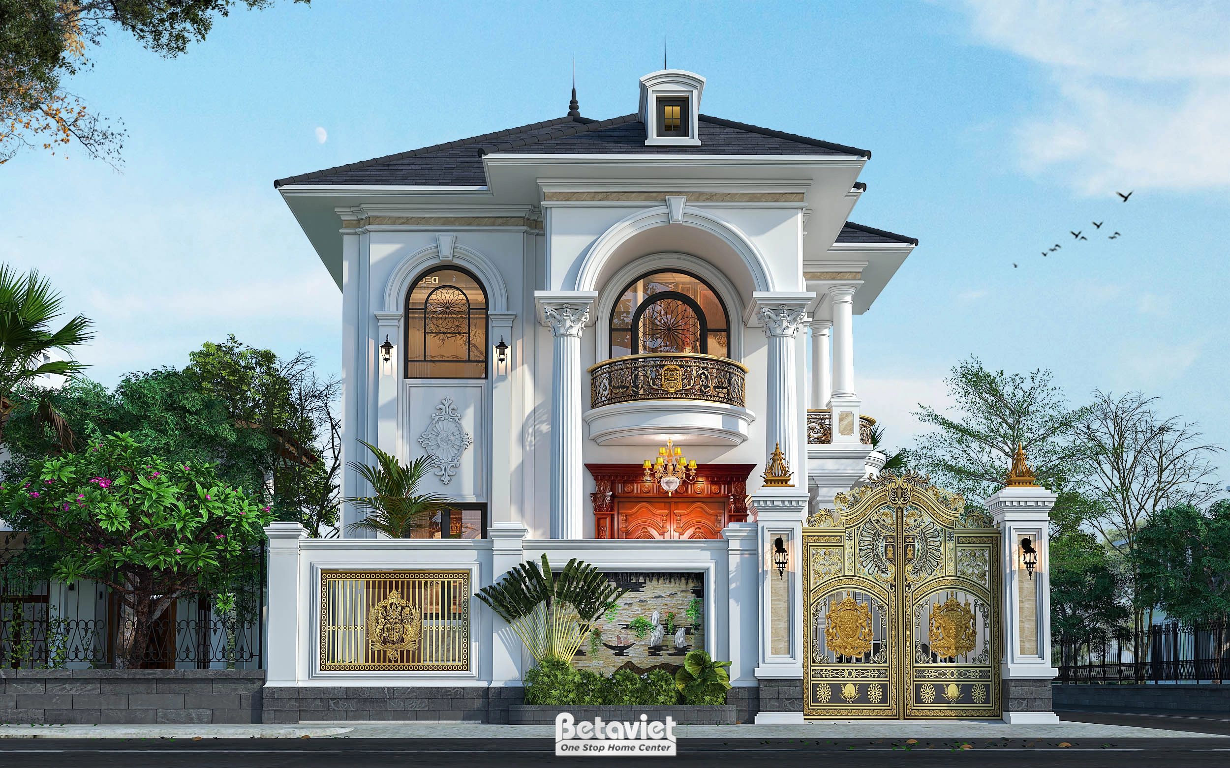 biệt thự 2 tầng phong cách tân cổ điển tại Hòa Bình