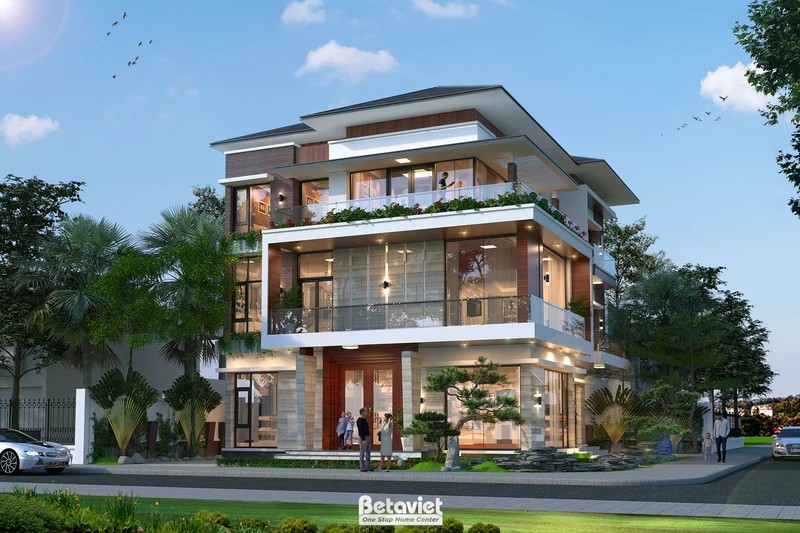 Thiết kế biệt thự phong cách hiện đại 3 tầng tại Hưng Yên KT24776