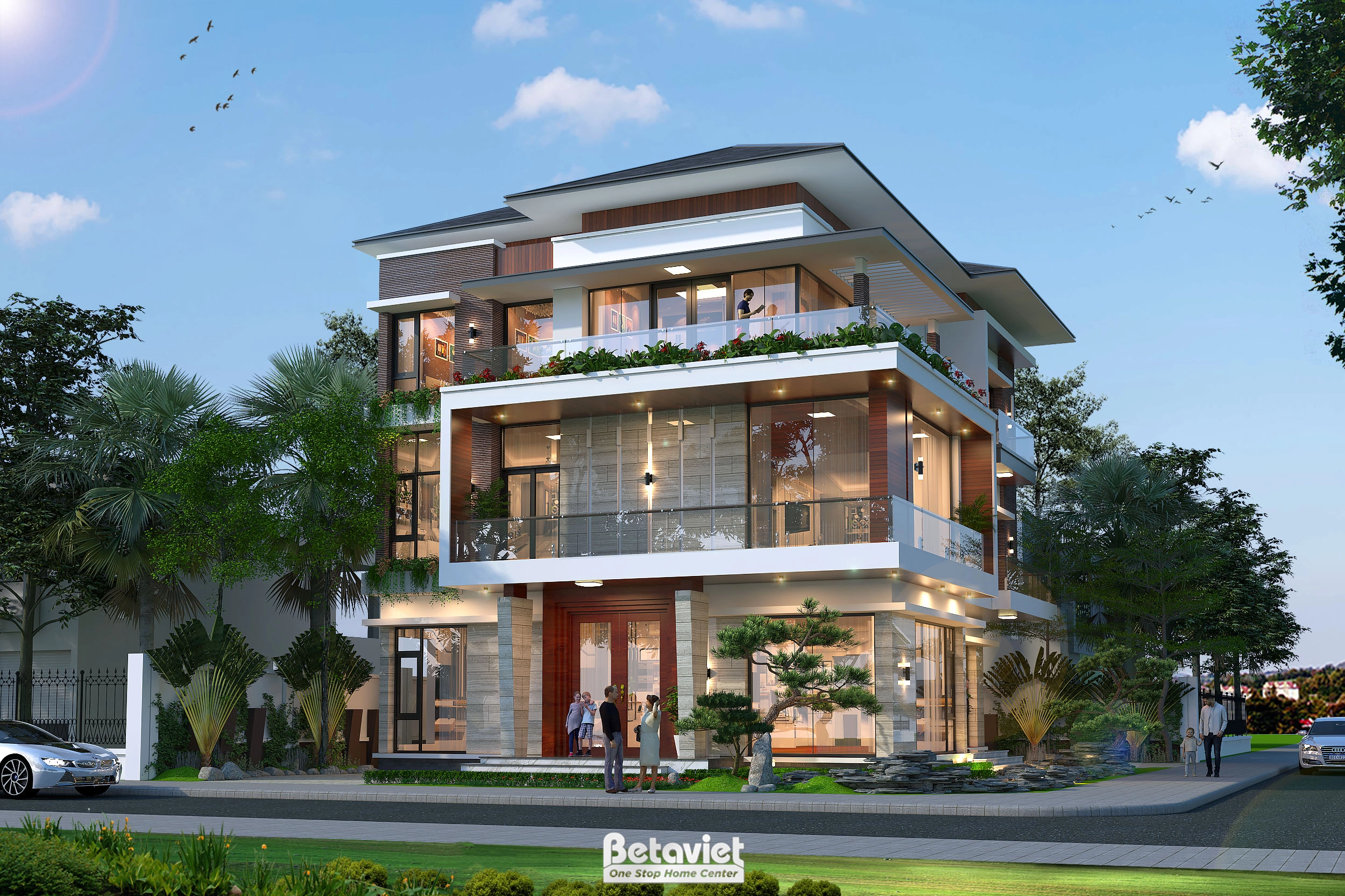 biệt thự phong cách hiện đại 3 tầng tại Hưng Yên