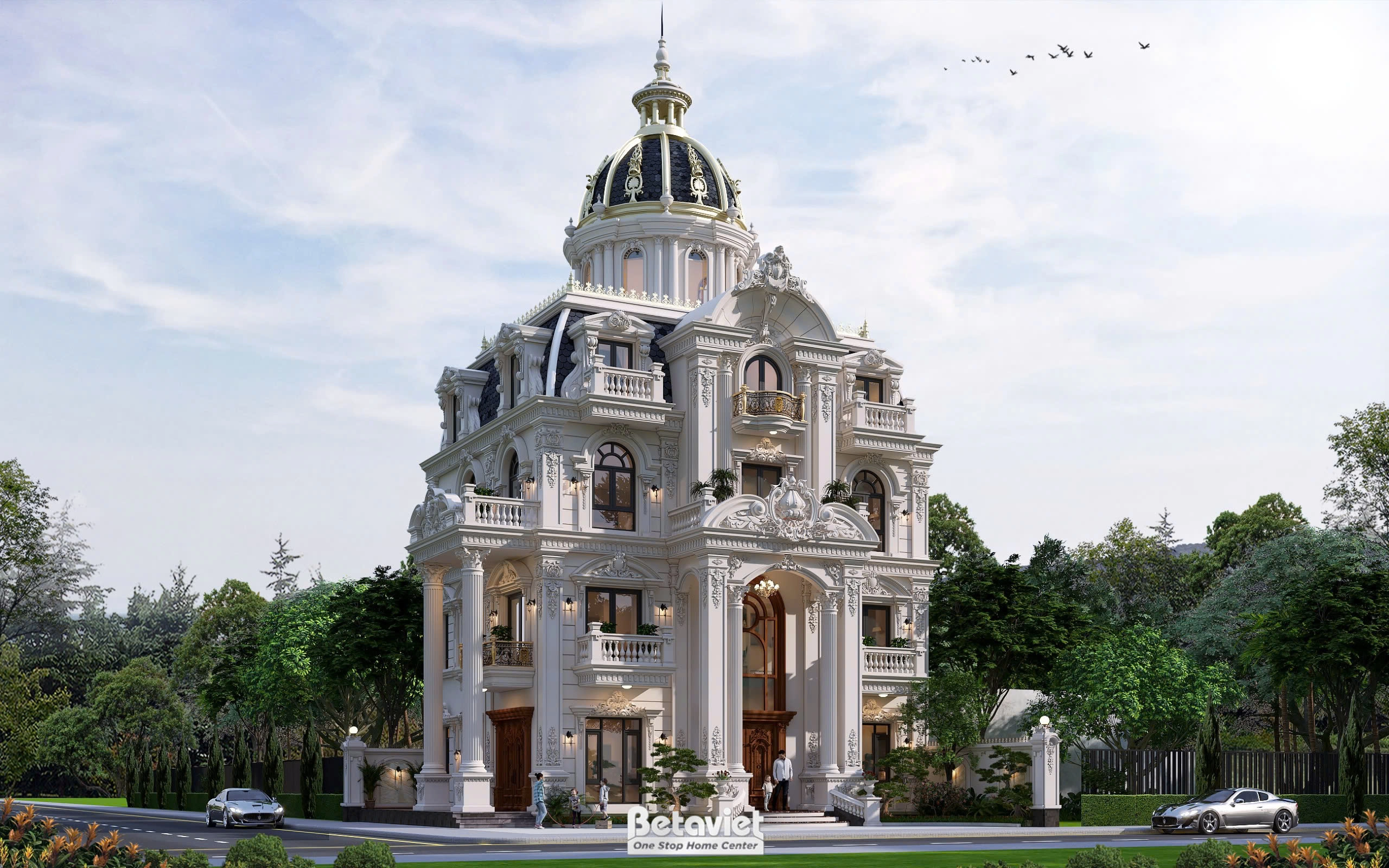 lâu đài tân cổ điển 4 tầng tại Hưng Yên