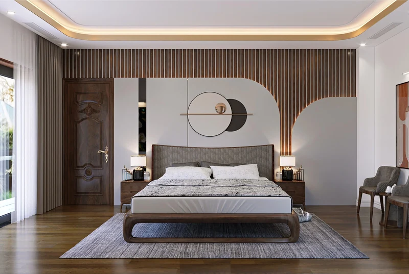Bảng màu warm luxury phòng ngủ biệt thự hiện đại cao cấp