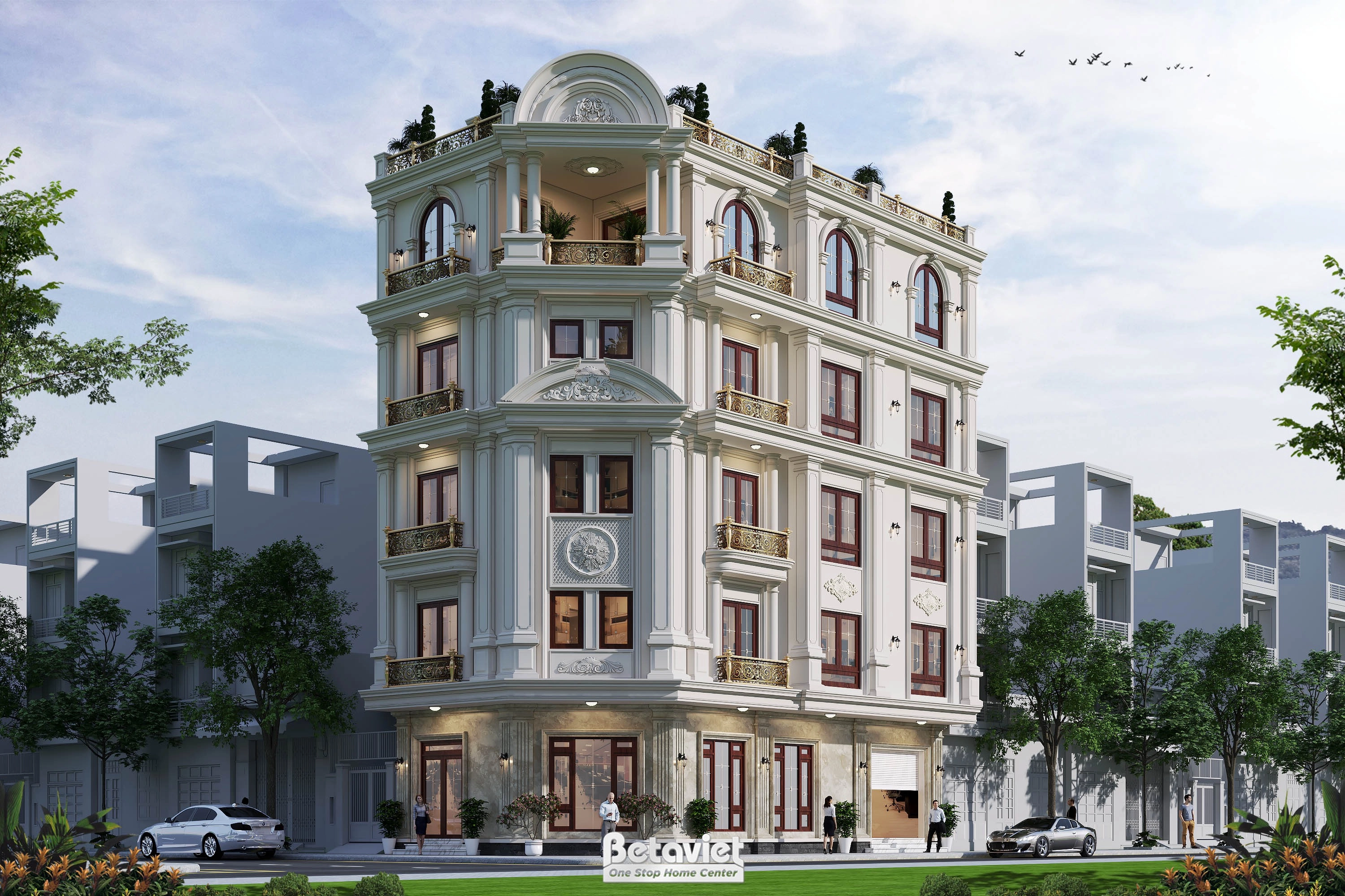 Cải tạo biệt thự tân cổ điển 5 tầng mái Mansard tại Bắc Giang