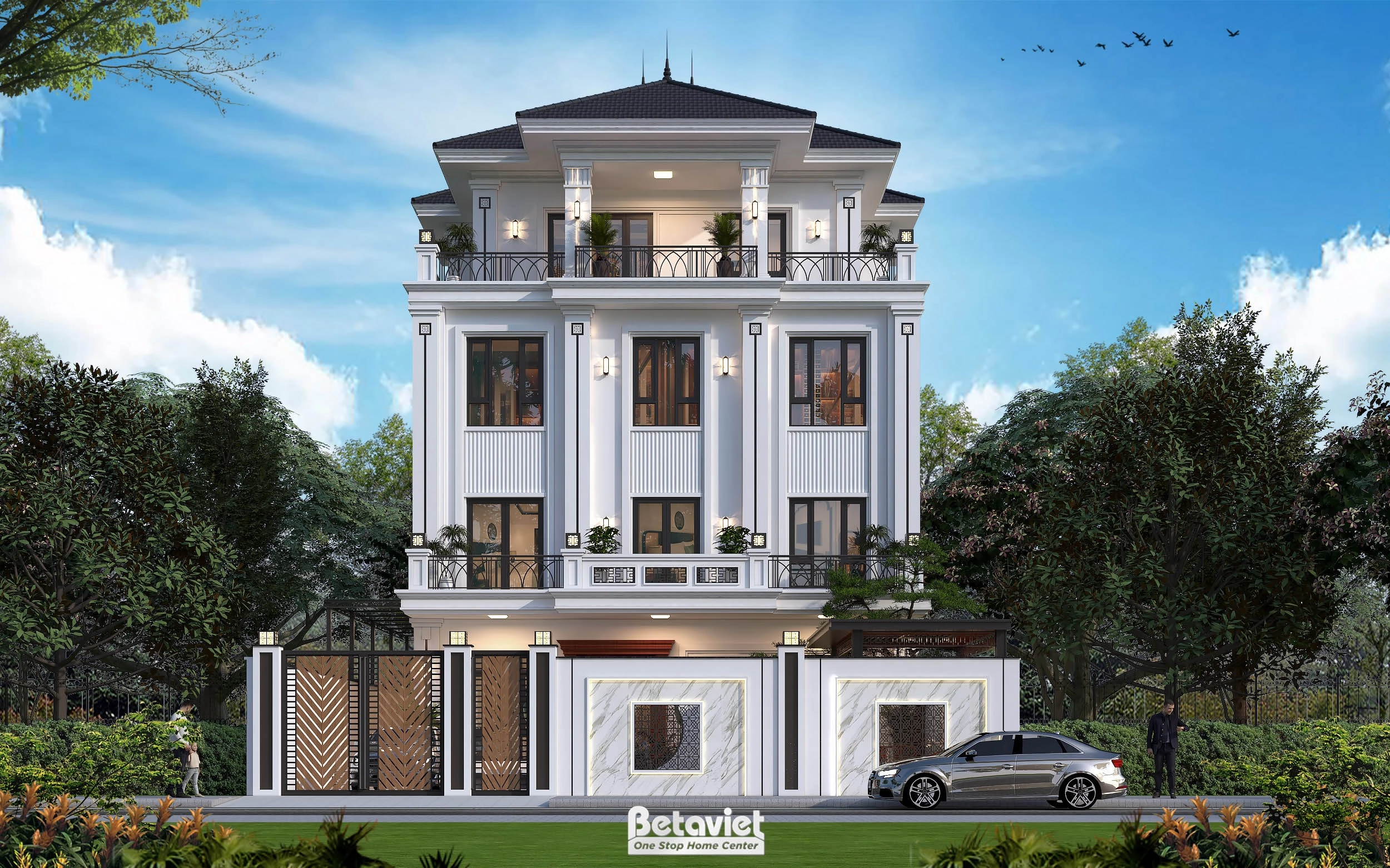 Mẫu thiết kế biệt thự tân cổ điển 4 tầng tại Ninh Bình