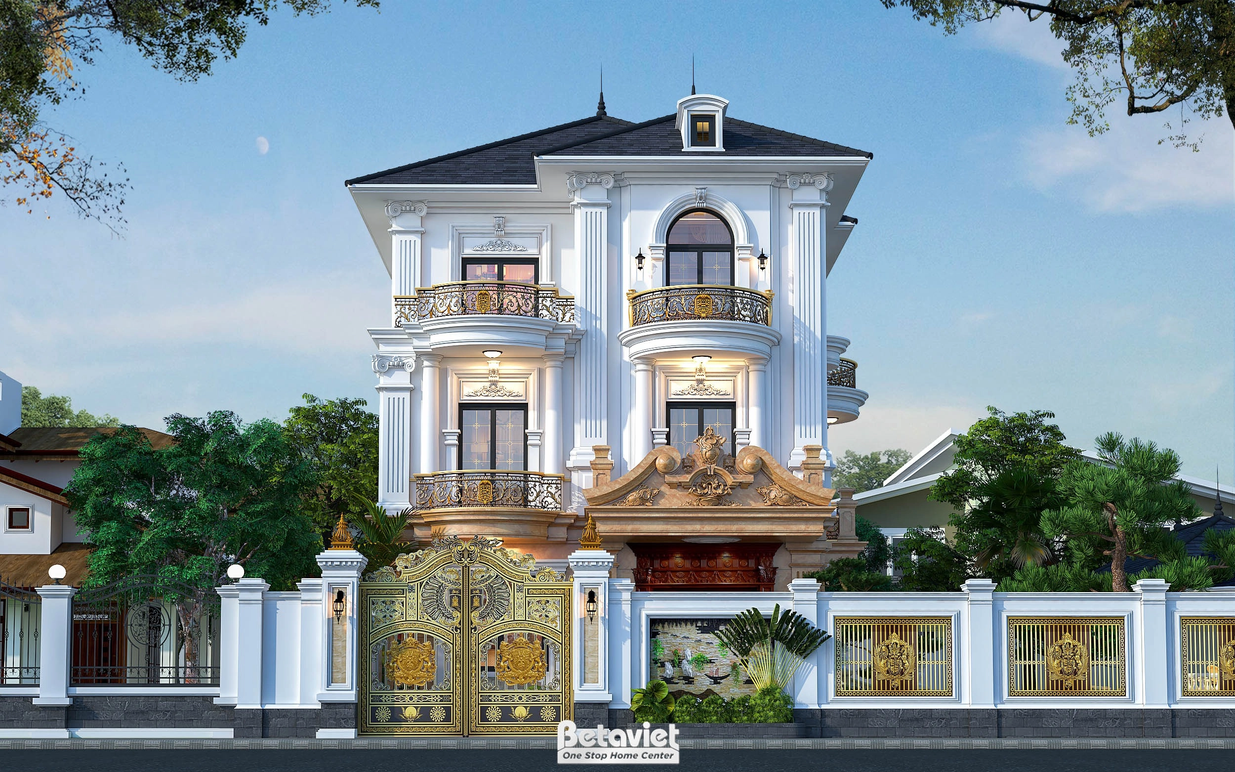 Mẫu biệt thự 3 tầng tân cổ điển mái Nhật tại Bắc Giang