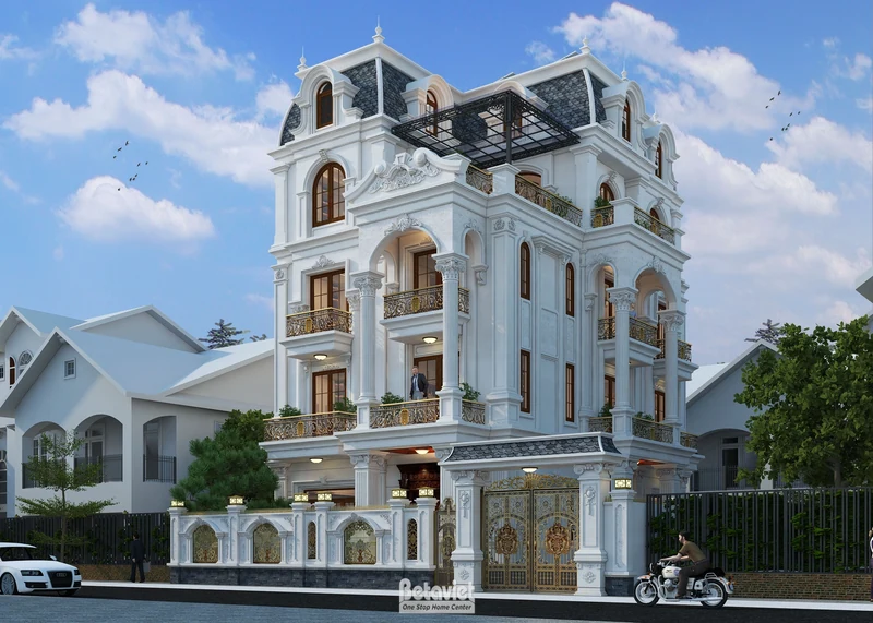 Mẫu biệt thự tân cổ điển 5 tầng mái mansard tại Hà Nội