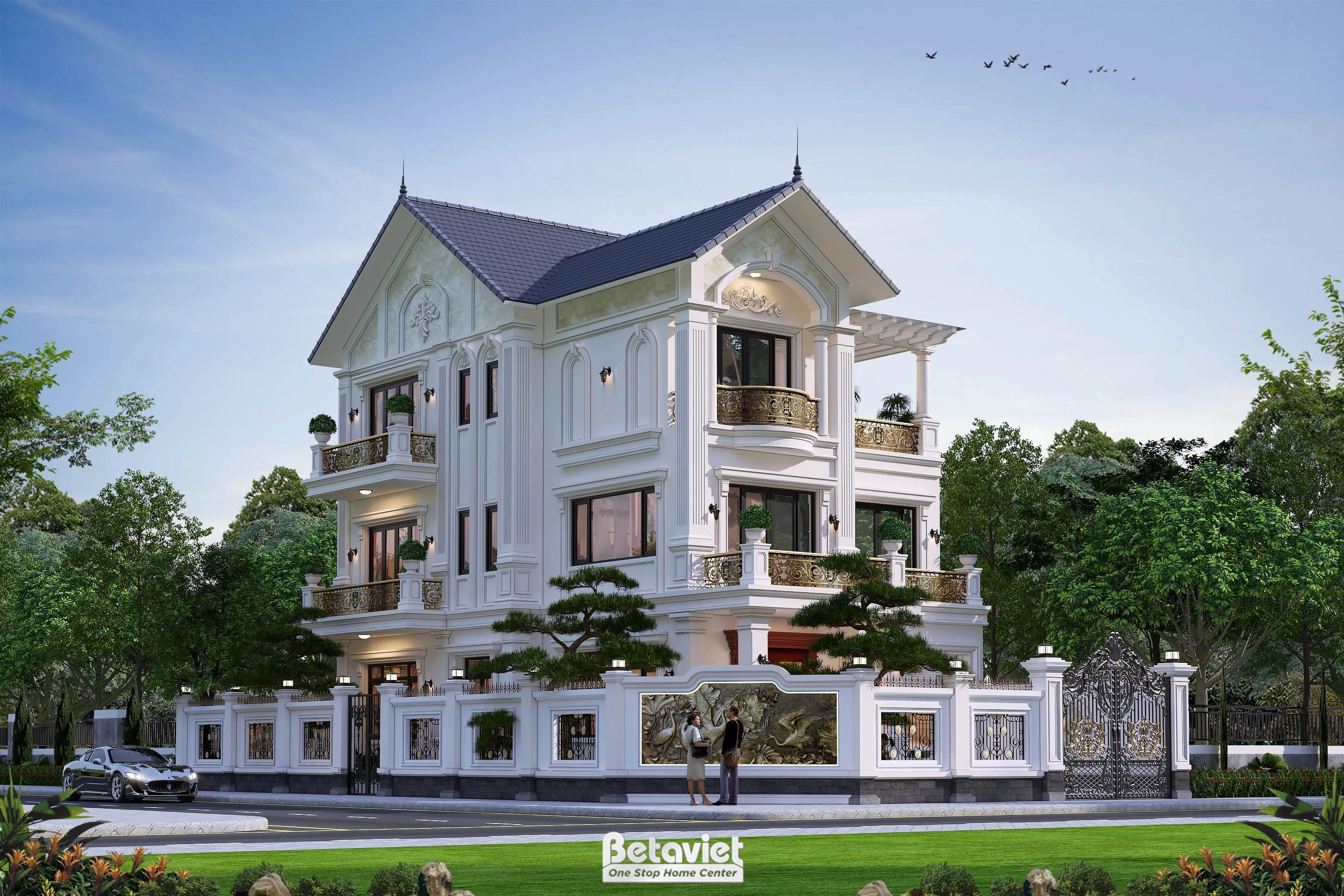 Mẫu thiết kế biệt thự mái thái 3 tầng khu vực Đà Nẵng